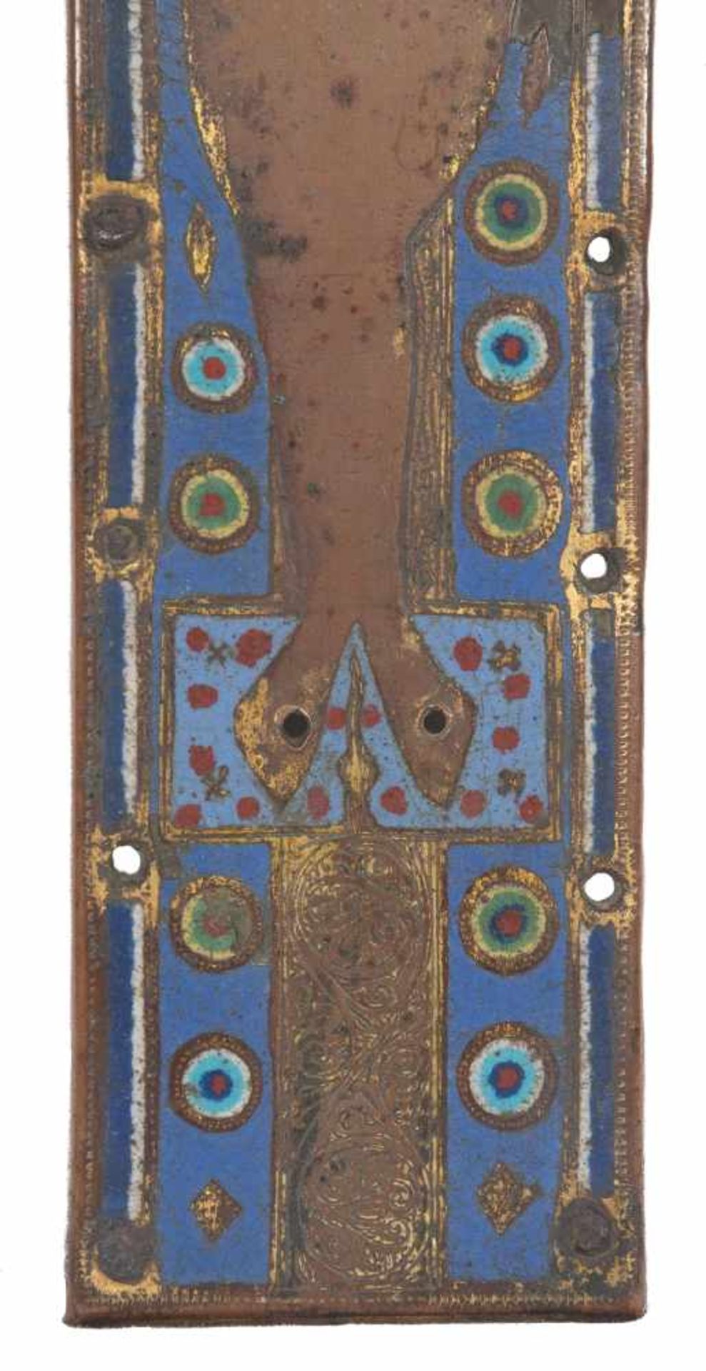 Large, gilded copper cross with champlevé enamel. Limoges. France. Romanesque. Circa 1170 - 1190. - Bild 3 aus 6