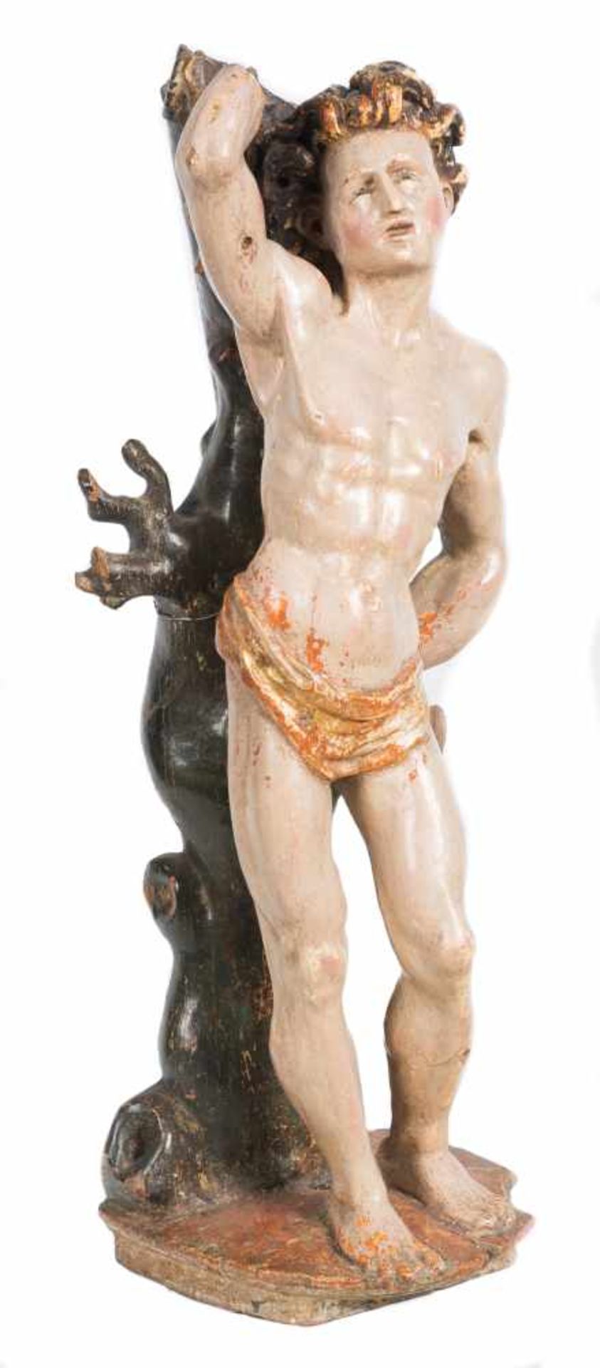 Attributed to Arnao de Bruselas (1536 - 1564)“Saint Sebastian"Carved, gilded and polychromed