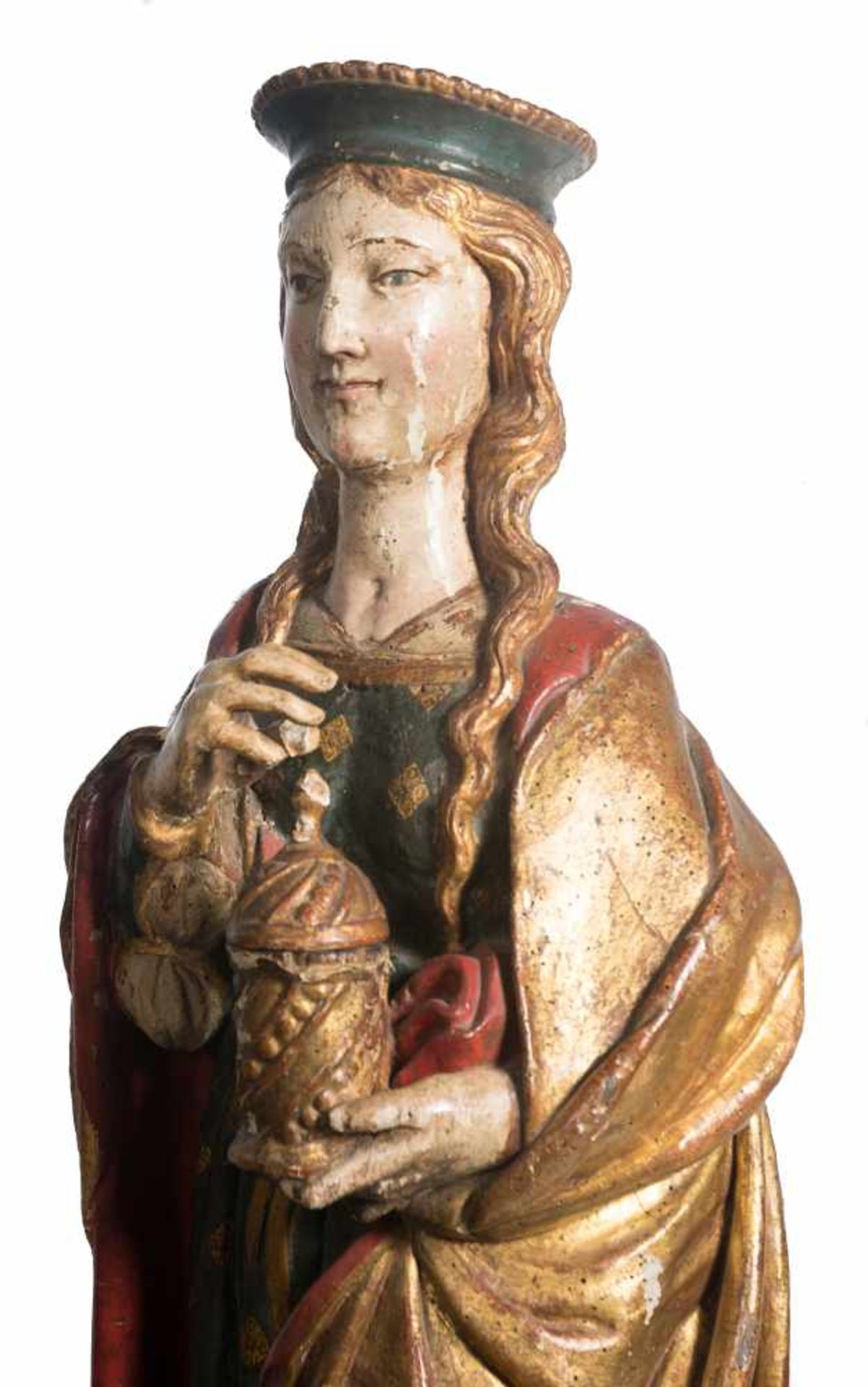 "Mary Magdalene". Carved, gilded and polychromed wooden sculpture. Italy. Renaissance. Circa 1500. - Bild 6 aus 8