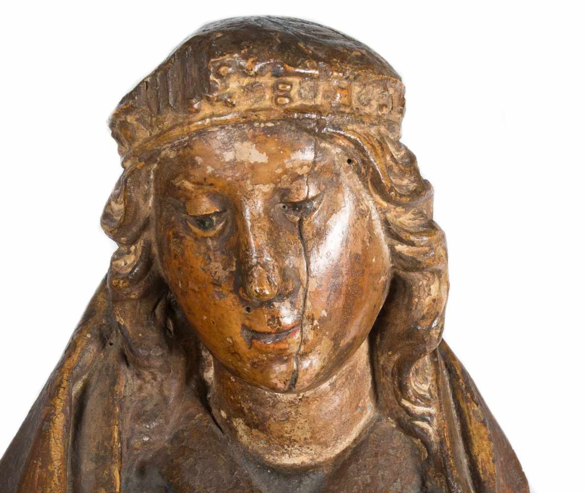 "Saint". Carved, gilded and polychromed wooden sculpture. Hispanic Flemish School. Gothic. Late 15th - Bild 6 aus 8