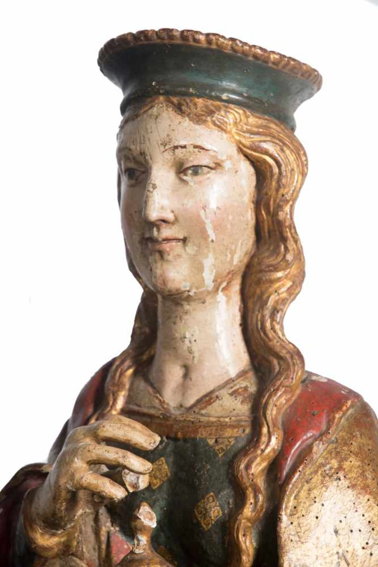 "Mary Magdalene". Carved, gilded and polychromed wooden sculpture. Italy. Renaissance. Circa 1500. - Bild 7 aus 8