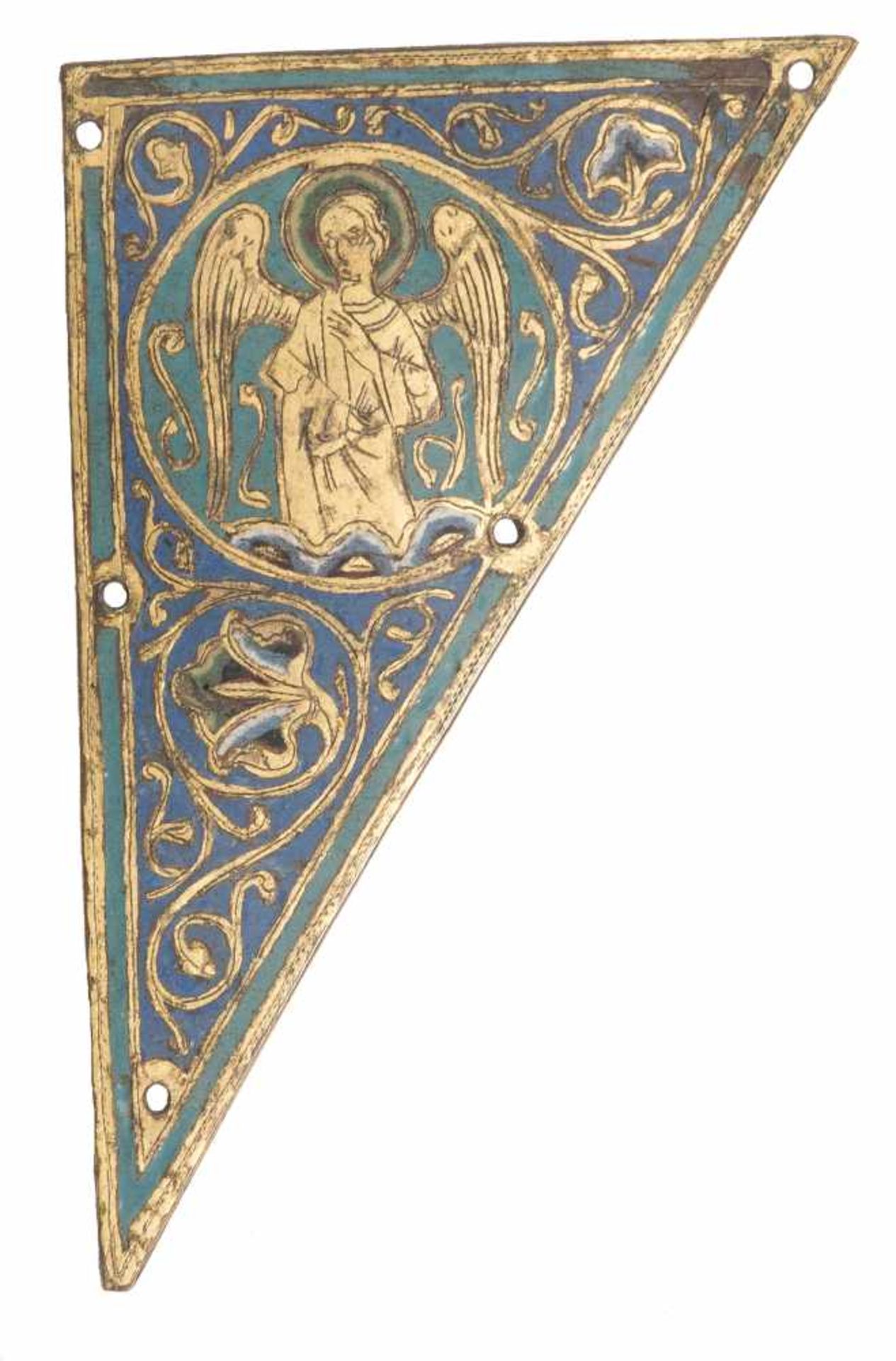 Two gilded and chased copper plaques with champlevé enamel. Limoges. France. Romanesque. Circa - Bild 2 aus 9