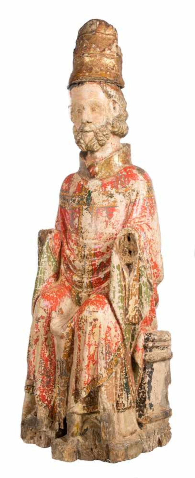 "Chair of Saint Peter". Carved, gilded and polychromed wooden sculpture. Navarra School - Rioja - Bild 5 aus 11