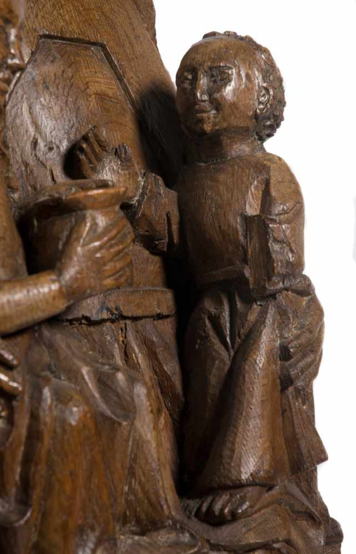 "Virgin and Child with Saint Anne". Carves wooden sculptural group. Flemish school. Gothic. 15th - Bild 7 aus 9