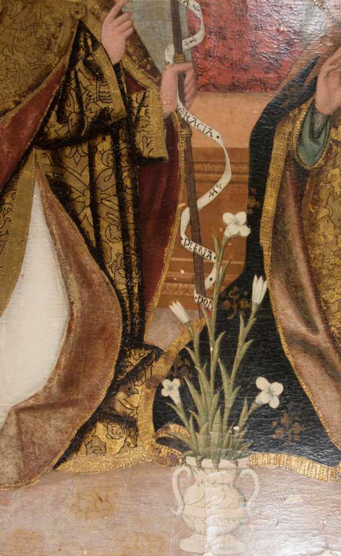 15th century Spanish School. "Annunciation"Tempera and gold on panel. 153 x 87 cm.15th century - Bild 5 aus 6