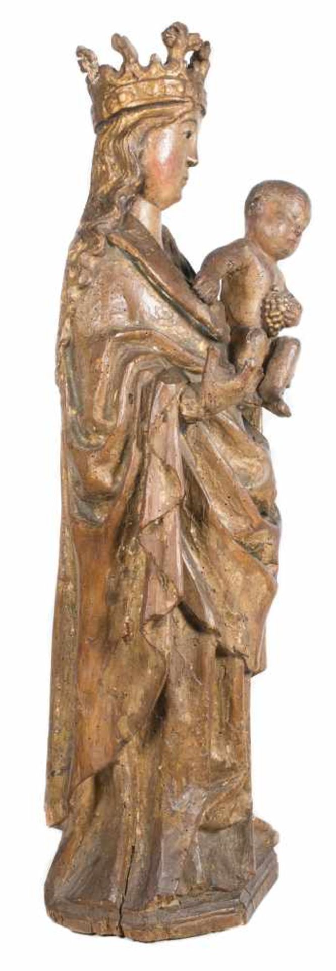 “Madonna and Child”. Carved and polychromed wooden sculpture. Spanish School. Gothic. 14th – 15th - Bild 5 aus 6