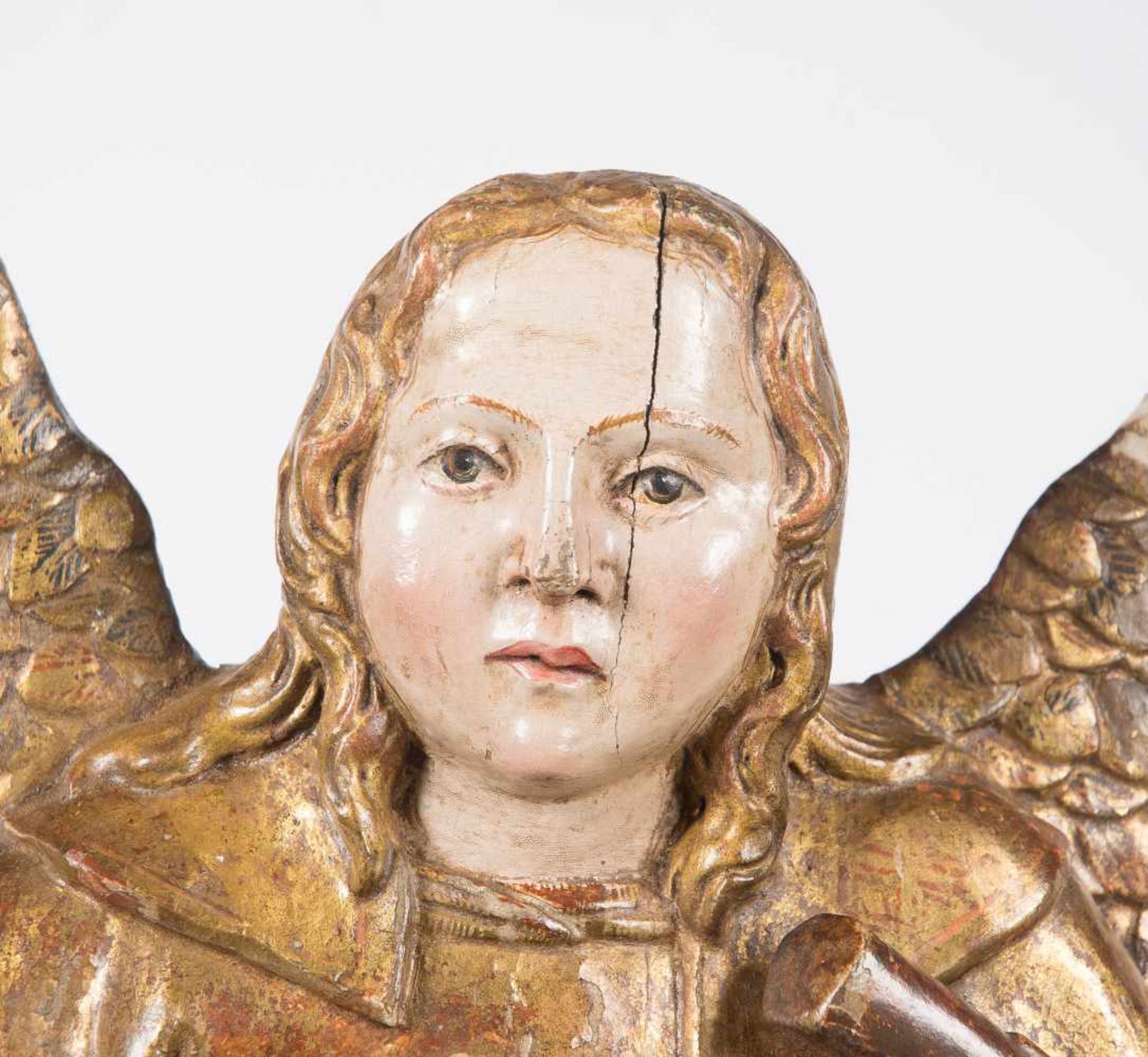 "Angels". Pair of carved, gilded and polychromed wooden sculptures. Burgos. Gothic. 15th century.<b - Bild 10 aus 10