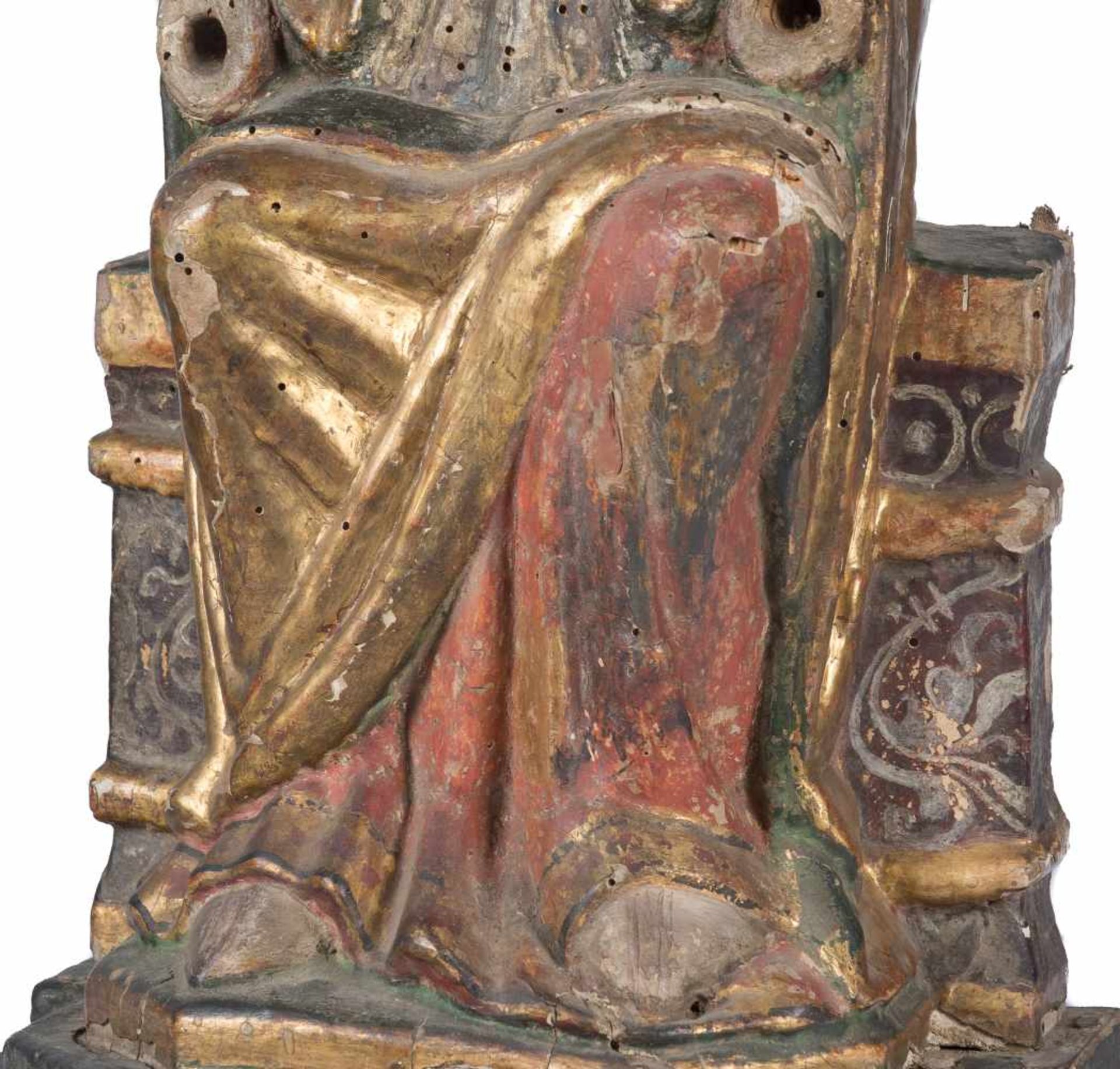 "Seat of Wisdom (Sedes Sapientiae)". Carved and polychromed wooden sculpture. Romanesque. 13th - Bild 7 aus 7