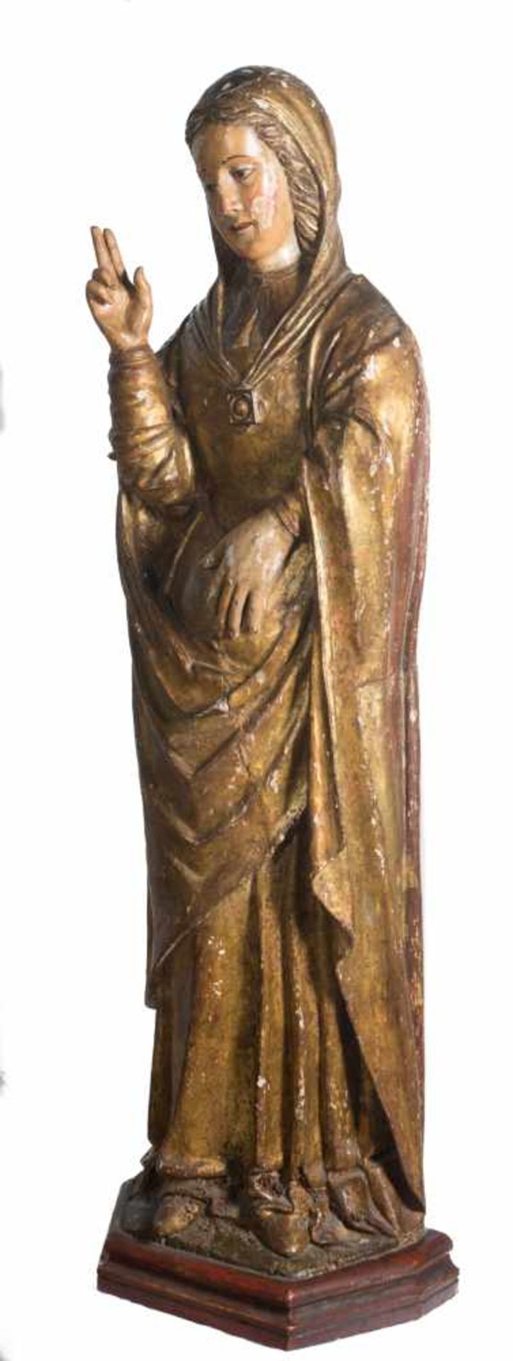 "Virgin of the Annunciation” Carved and gilded wooden sculpture. Catalan School. Girona. Gothic.