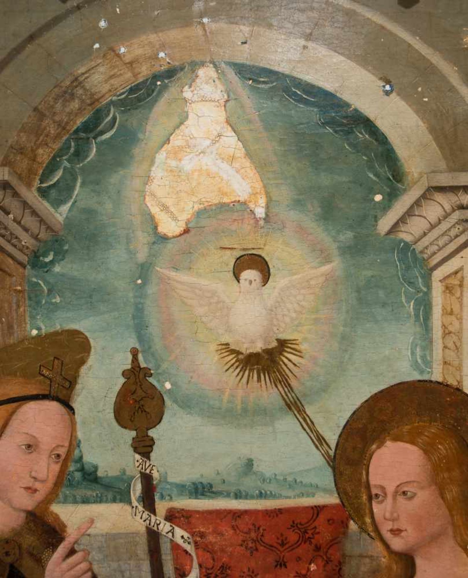 15th century Spanish School. "Annunciation"Tempera and gold on panel. 153 x 87 cm.15th century - Bild 2 aus 6