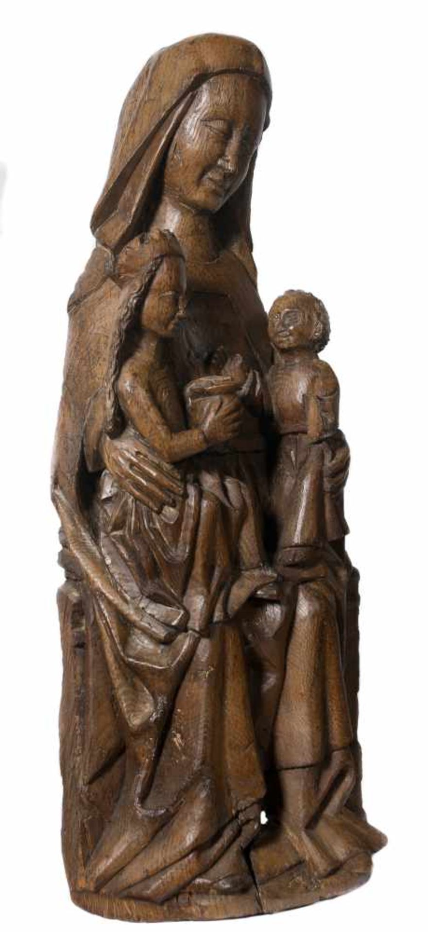 "Virgin and Child with Saint Anne". Carves wooden sculptural group. Flemish school. Gothic. 15th - Bild 9 aus 9