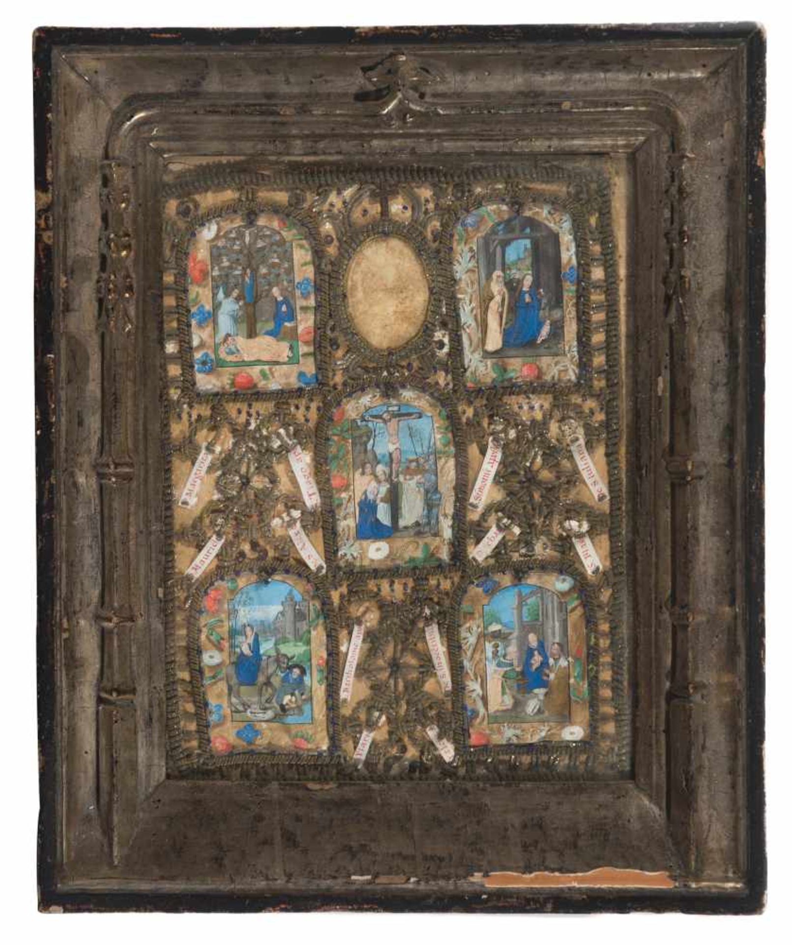 Hispanic-Flemish School. Gothic. 15th century.Reliquary and set of five miniatures in tempera and - Bild 2 aus 6