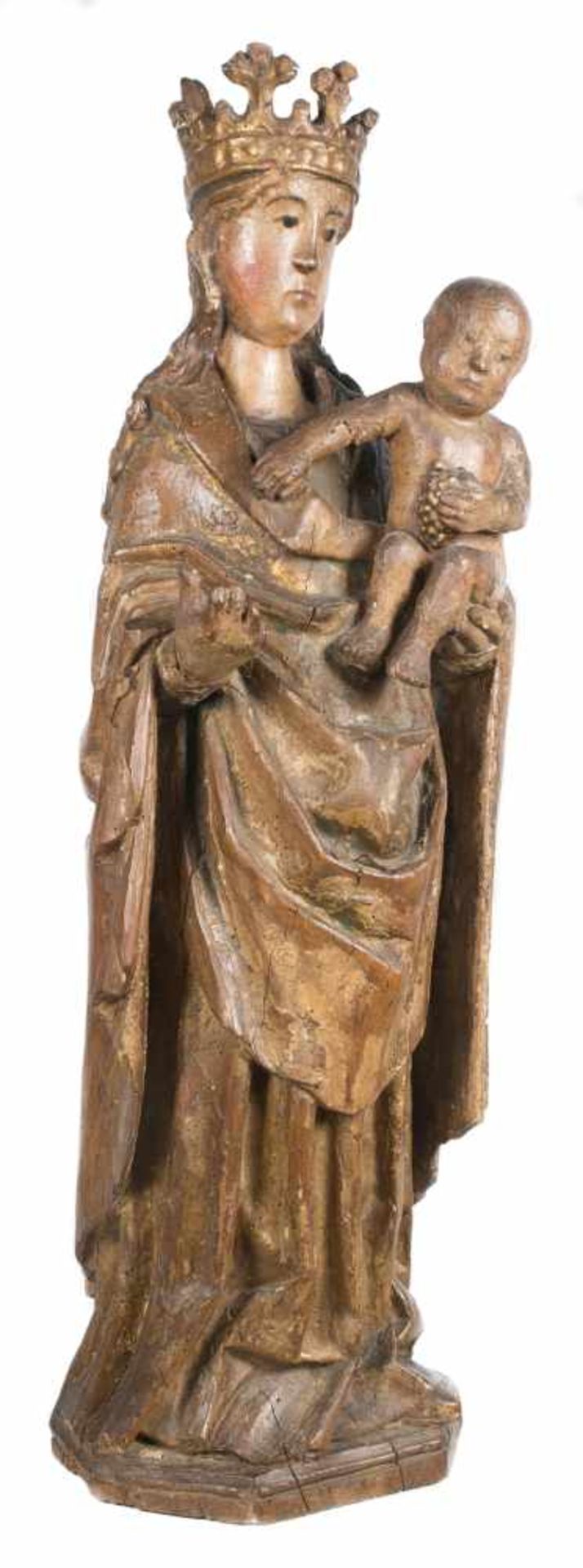 “Madonna and Child”. Carved and polychromed wooden sculpture. Spanish School. Gothic. 14th – 15th