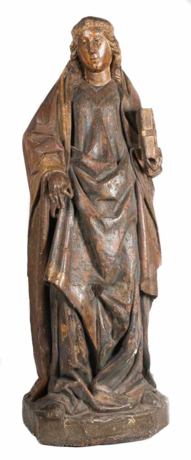 "Saint". Carved, gilded and polychromed wooden sculpture. Hispanic Flemish School. Gothic. Late 15th