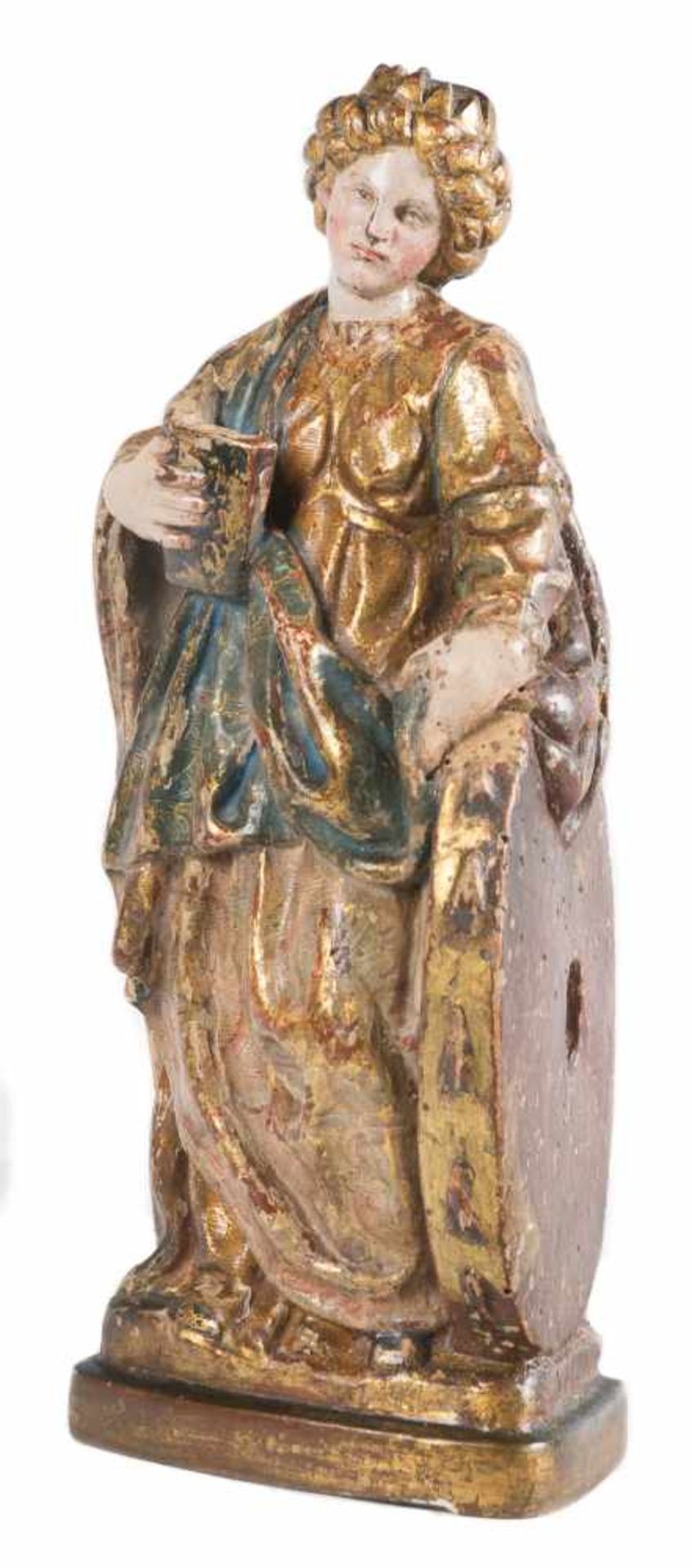 16th century Castilian School. Renaissance."Saint Catherine"Carved, gilded and polychromed - Bild 3 aus 5