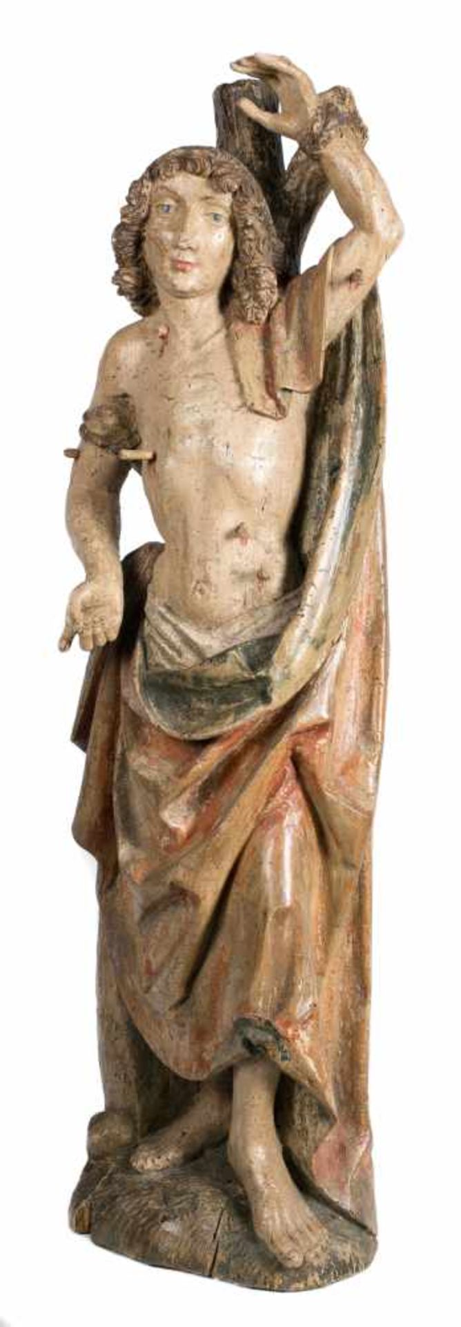 "Saint Sebastian". Carved and polychromed wooden sculpture. Germany. 15th century. - Bild 2 aus 7