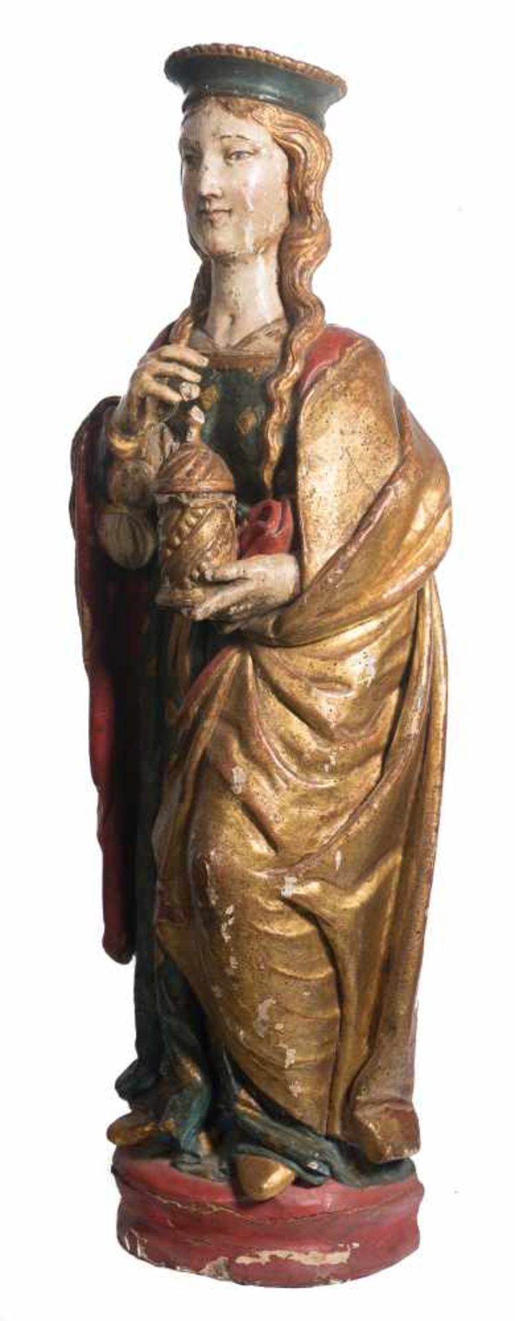 "Mary Magdalene". Carved, gilded and polychromed wooden sculpture. Italy. Renaissance. Circa 1500. - Bild 5 aus 8