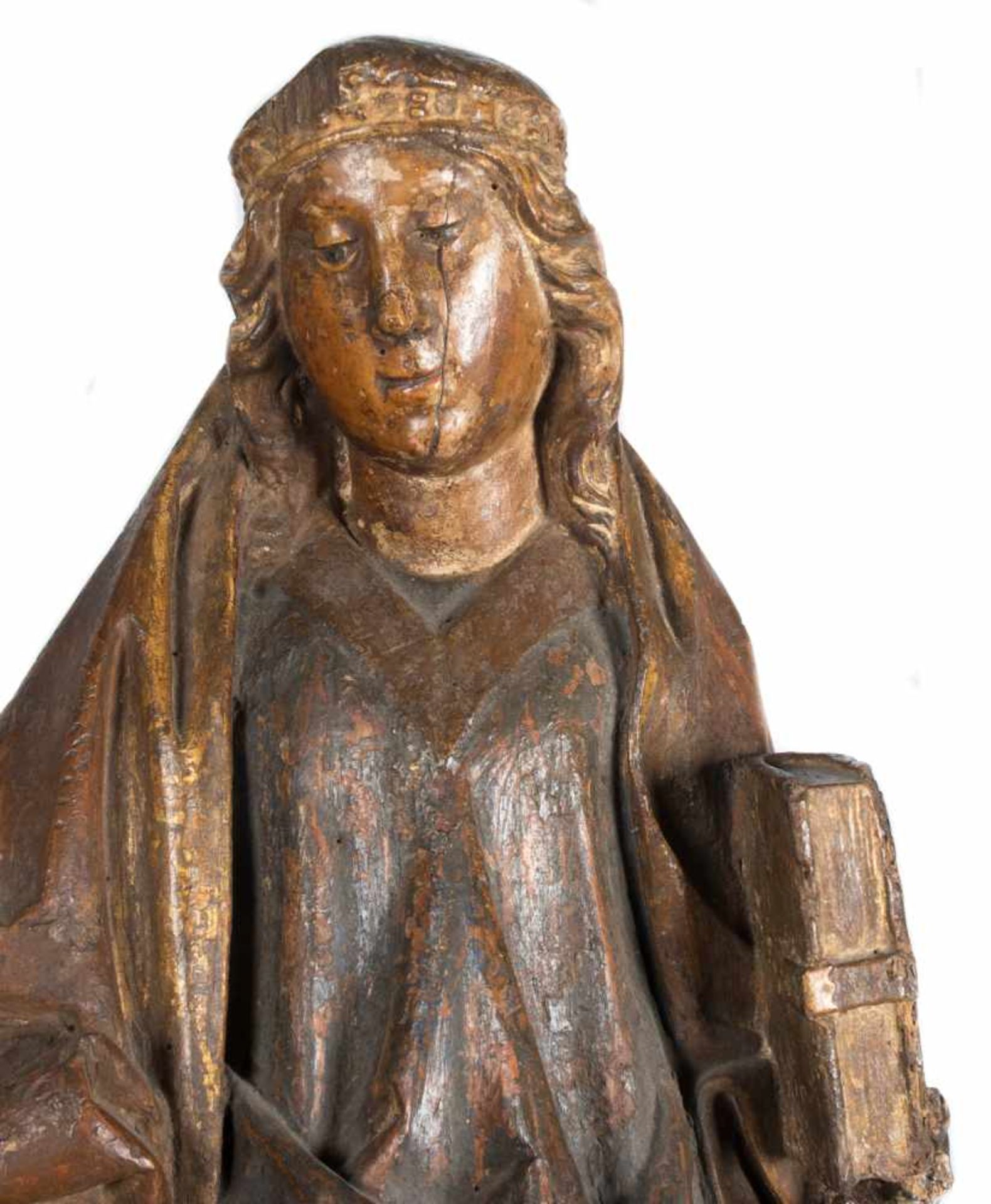 "Saint". Carved, gilded and polychromed wooden sculpture. Hispanic Flemish School. Gothic. Late 15th - Bild 4 aus 8