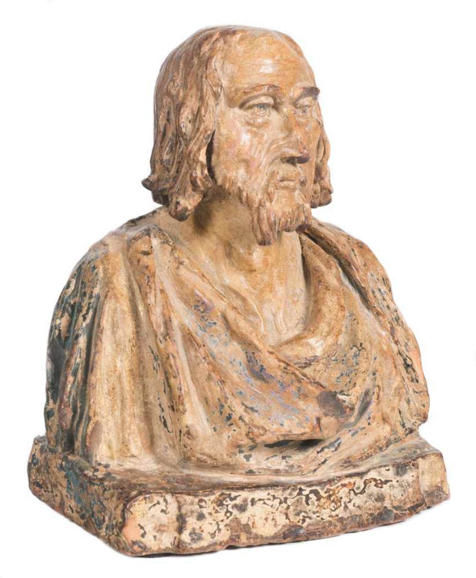 “Bust” Terracotta sculpture with polychrome residue. Italy. Renaissance. 16th century. 29 x 24 x