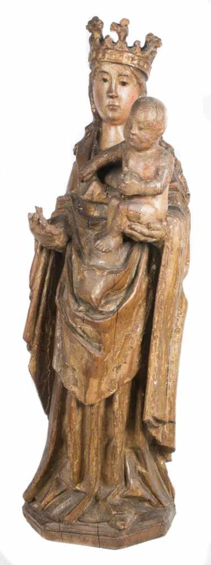 “Madonna and Child”. Carved and polychromed wooden sculpture. Spanish School. Gothic. 14th – 15th - Bild 2 aus 6