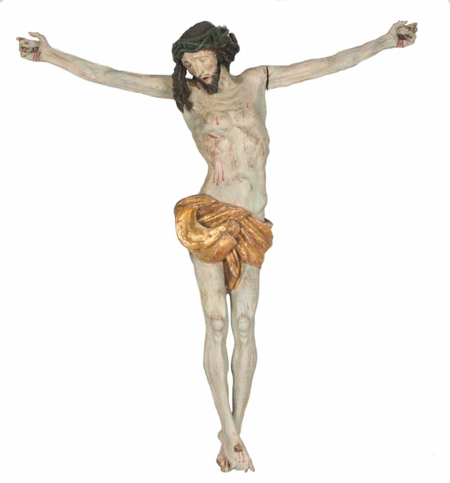 "Christ". Carved, gilded and polychromed wooden sculpture. Germany. Circa 1500.