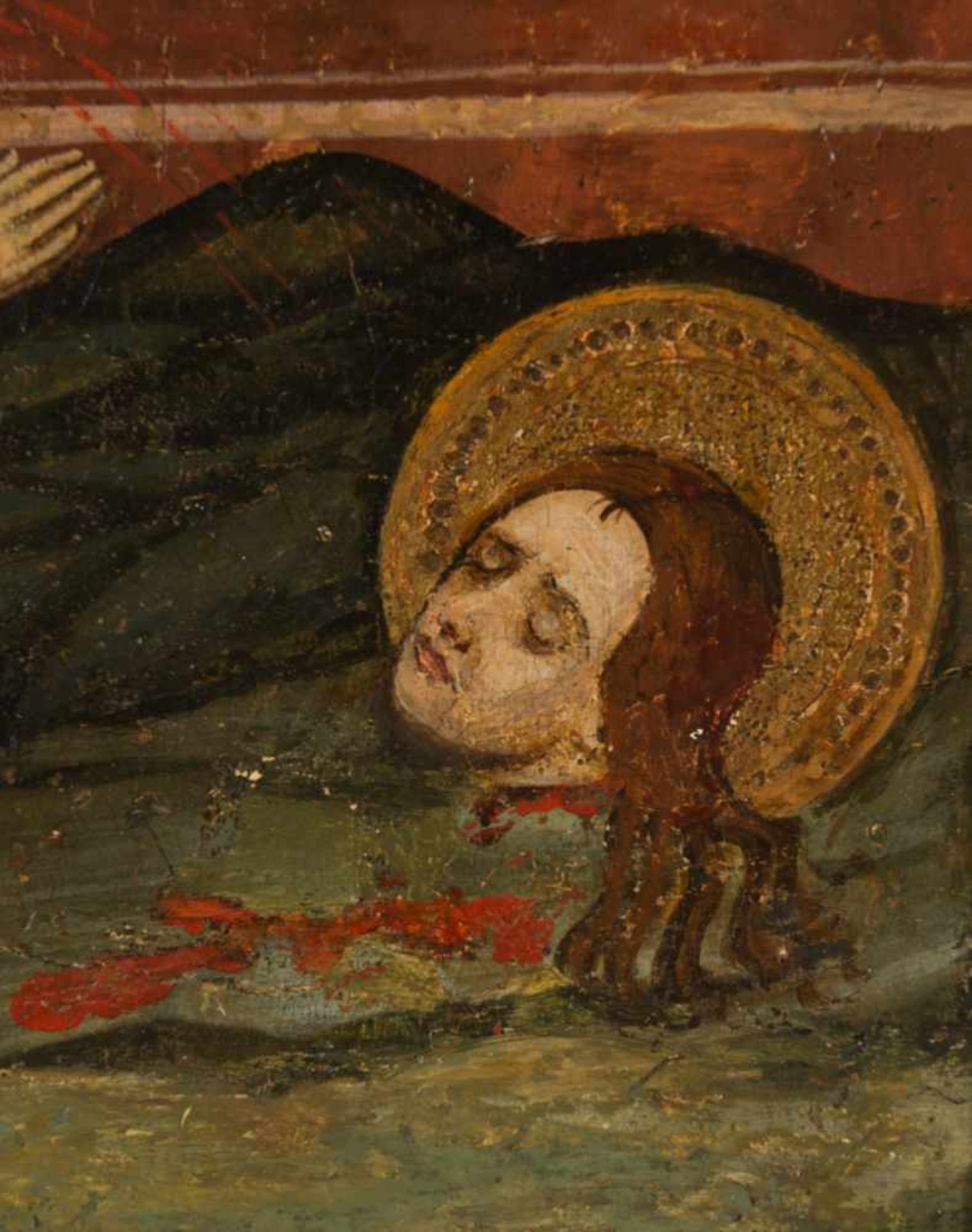15th century Spanish School"The decapitation and the last communion of Saint Lucia"Pair of panel - Bild 5 aus 9