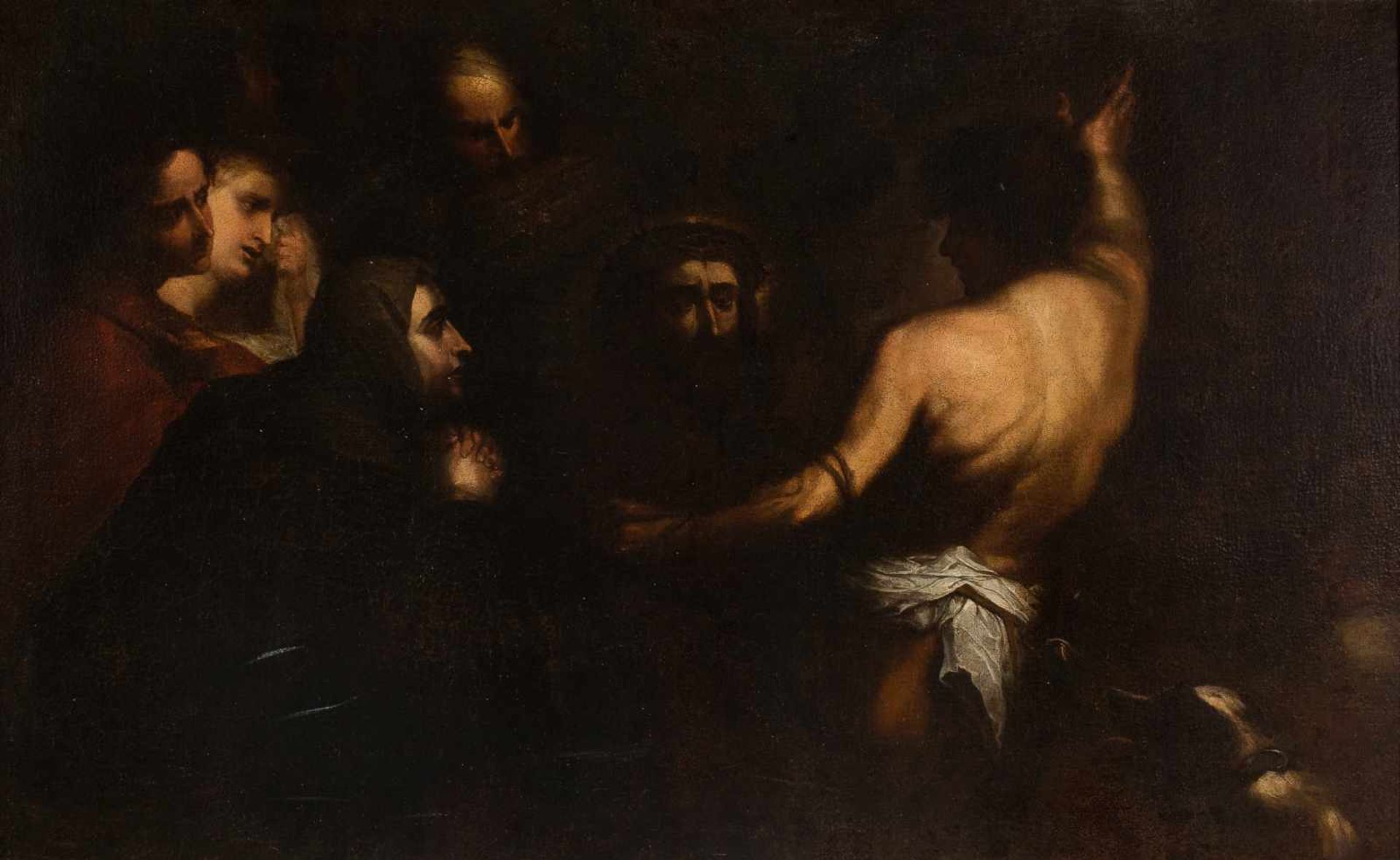 17th century Spanish School"The flagellation"Oil on canvas. Relined. 116 x 86 cm.17th century