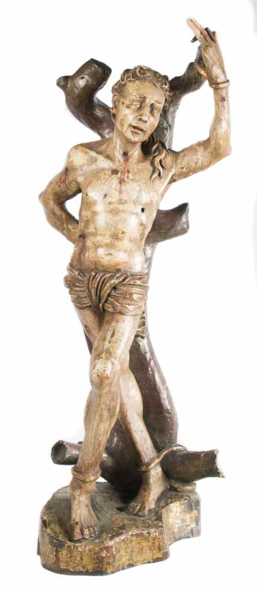 "Saint Sebastian". Carved and polychromed wooden sculpture. Castilian School. Renaissance. 16th