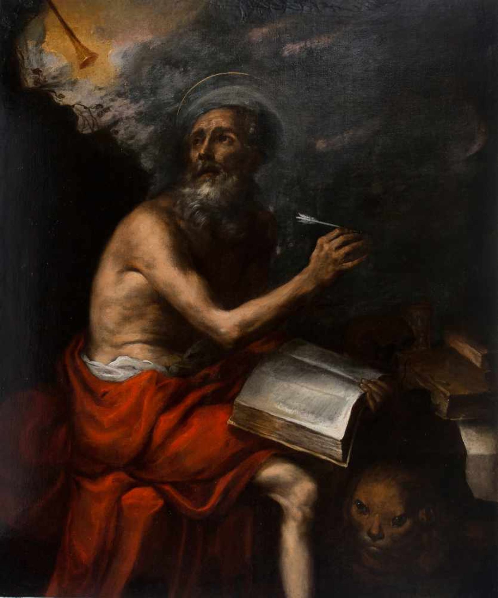 17th century Spanish or Italian School. "Saint Jerome"Oil on canvas. 124 x 104 cm.17th century