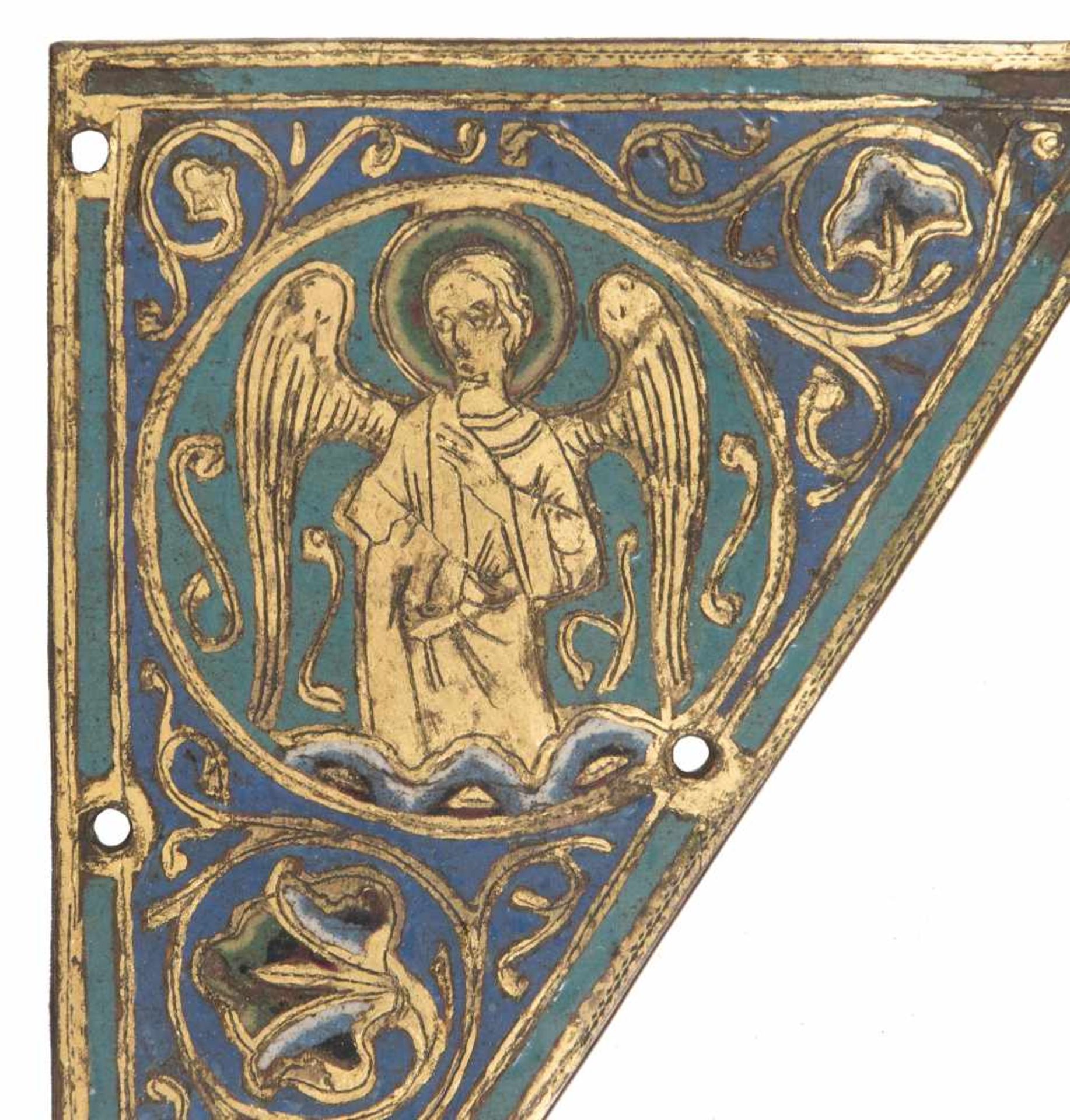 Two gilded and chased copper plaques with champlevé enamel. Limoges. France. Romanesque. Circa - Bild 5 aus 9