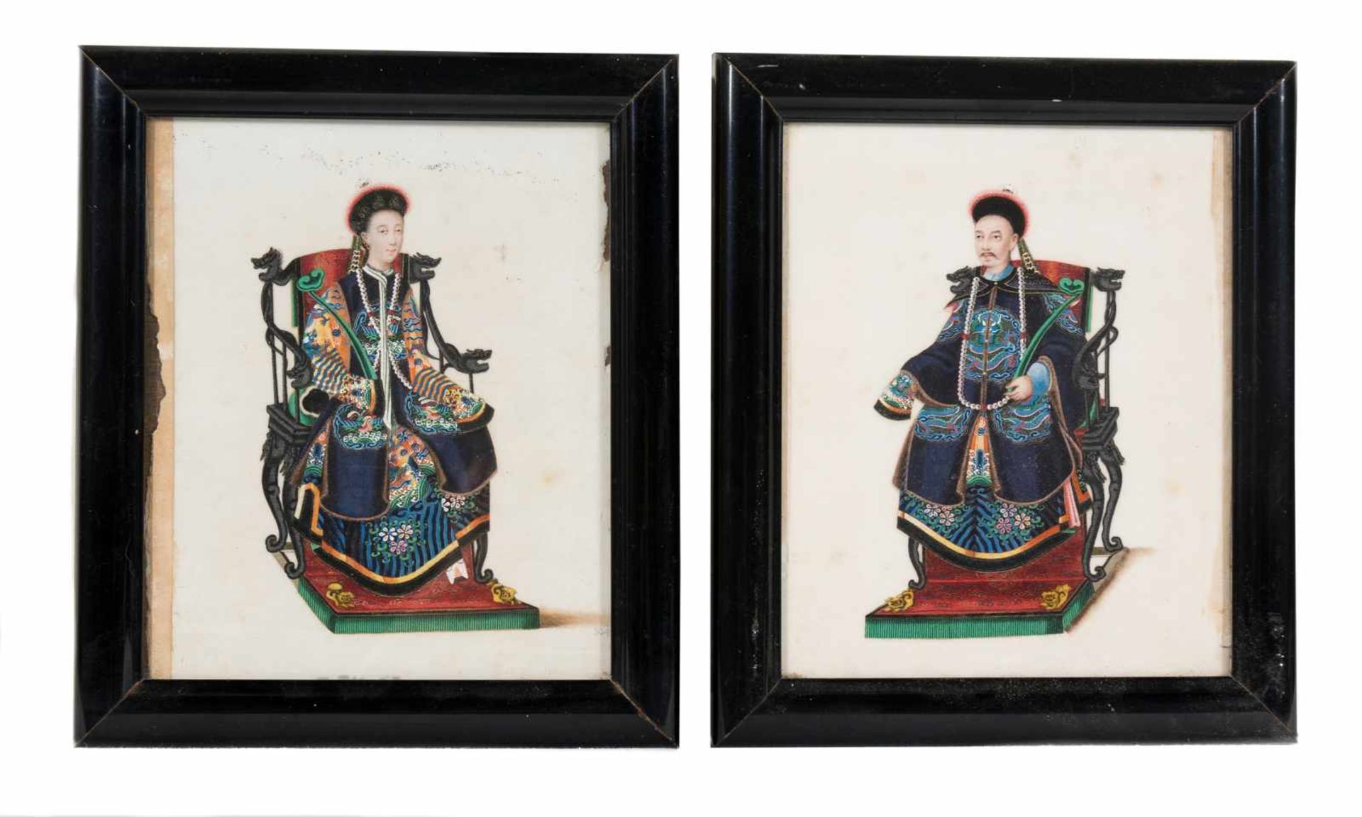 A pair of Tsuso paintings. China. Qing dynasty (1636-1912). 19th century. Ink and colours on pa