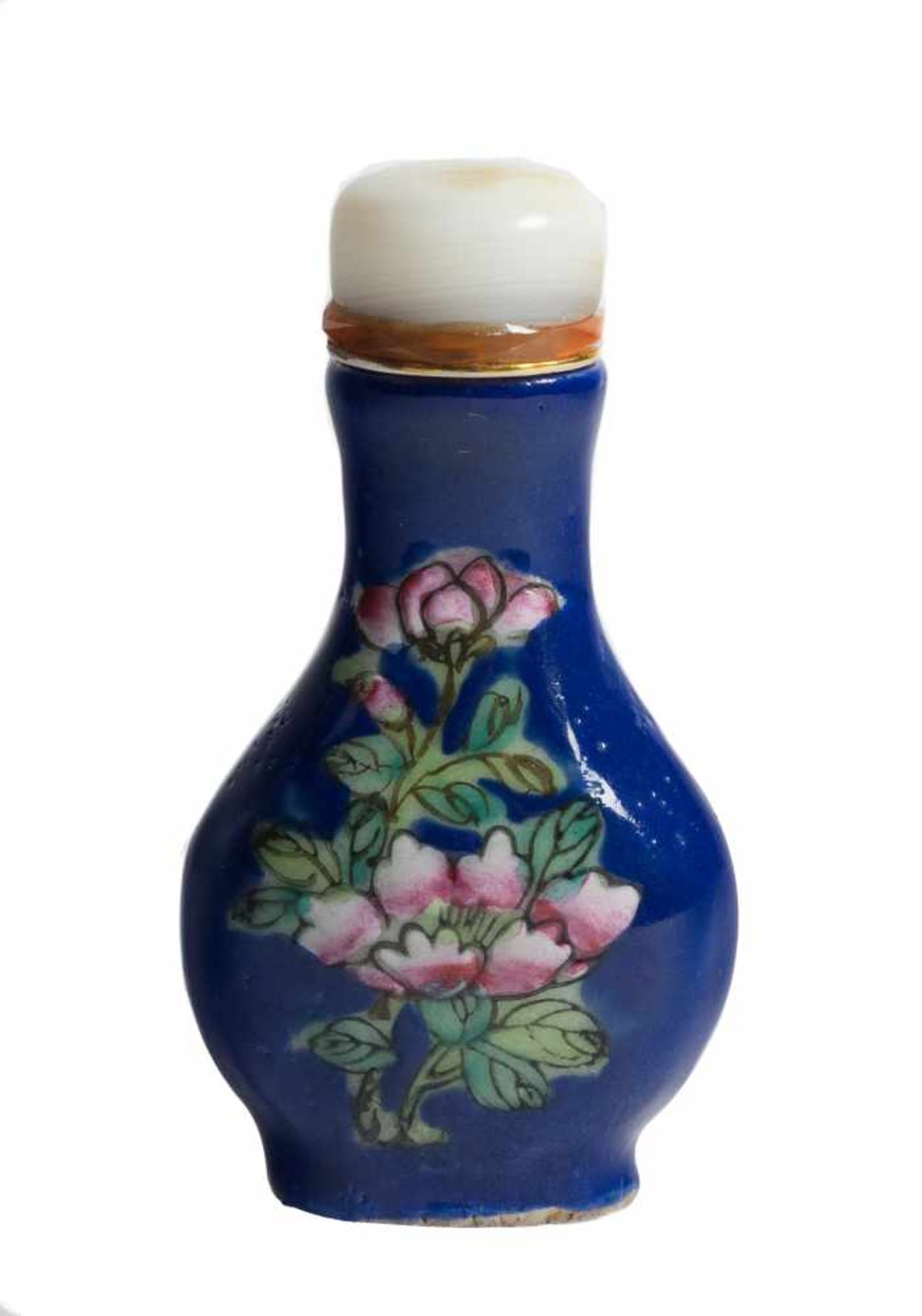 A famille-rose and blue enamel on glass 'flowering branches' snuff bottle. China. Qing dynasty. 19th - Bild 2 aus 3