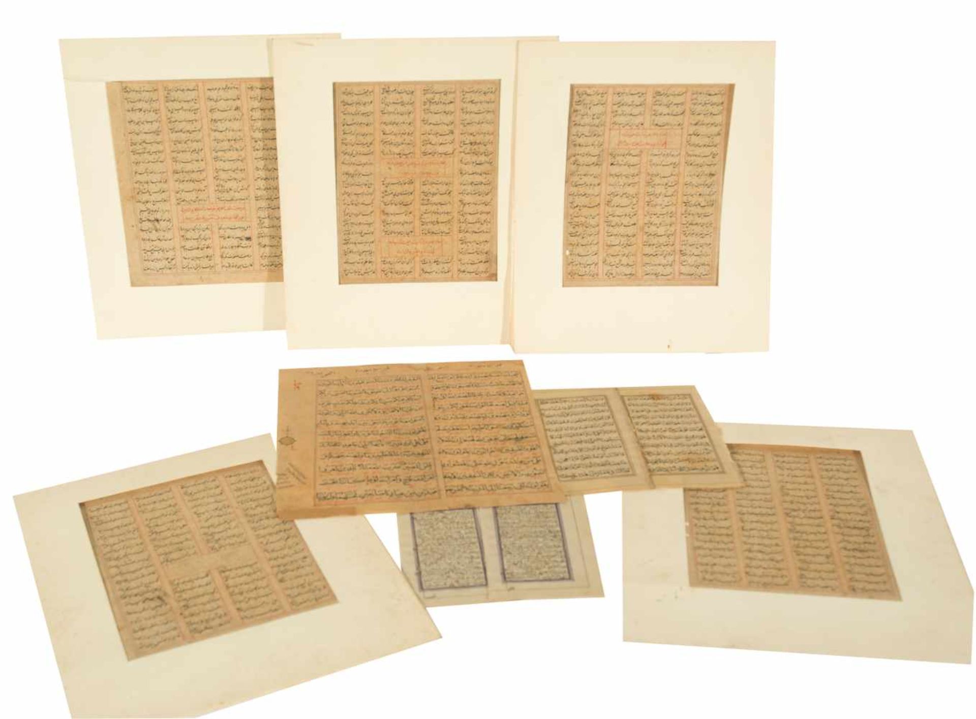 A collection of Qur’an leaves from 19th century and earlier written in Arabic and Persian.Ink o