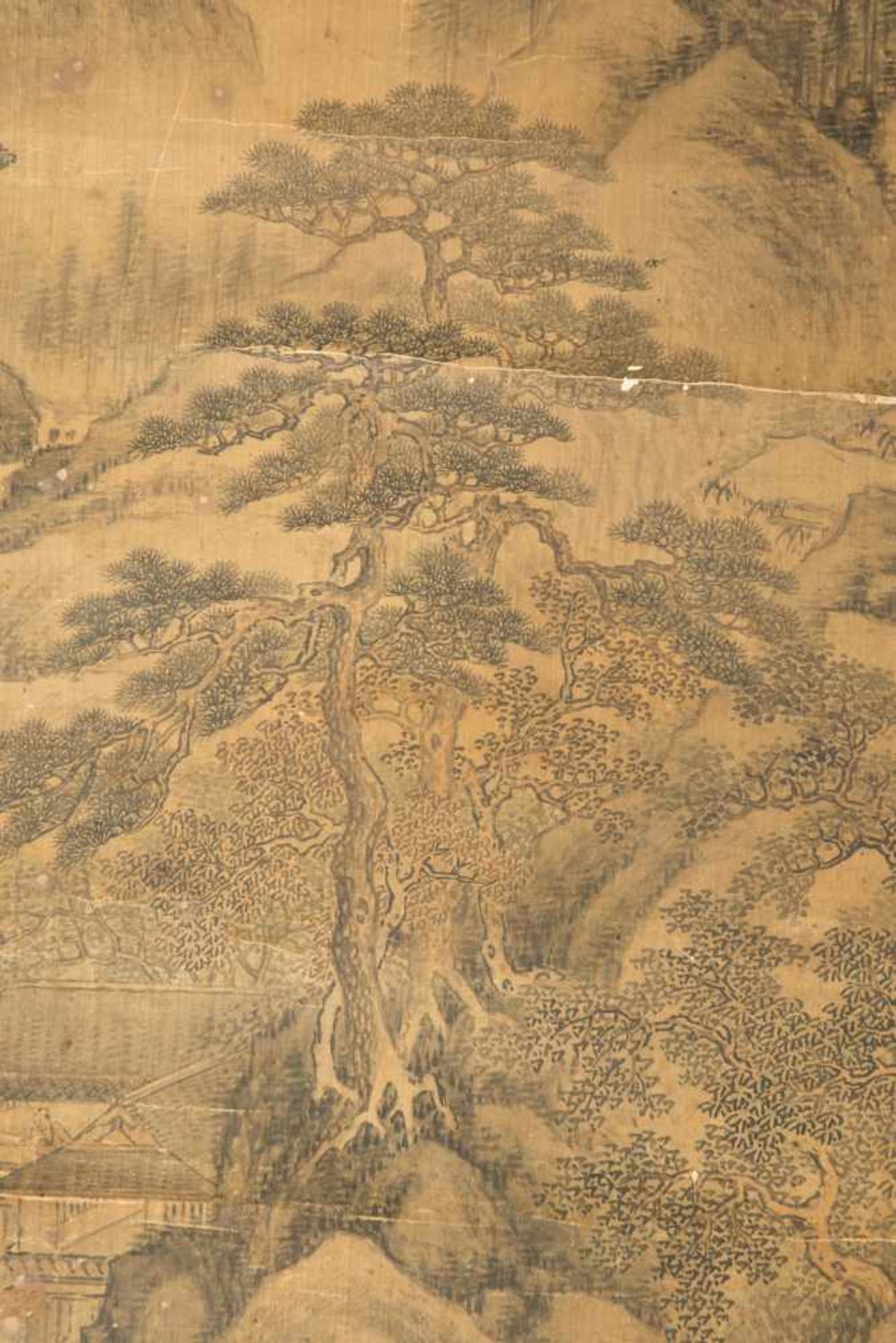 A Chinese hanging scroll from the Qing period (1636-1912) depicting a scene of seclusion in - Bild 4 aus 5