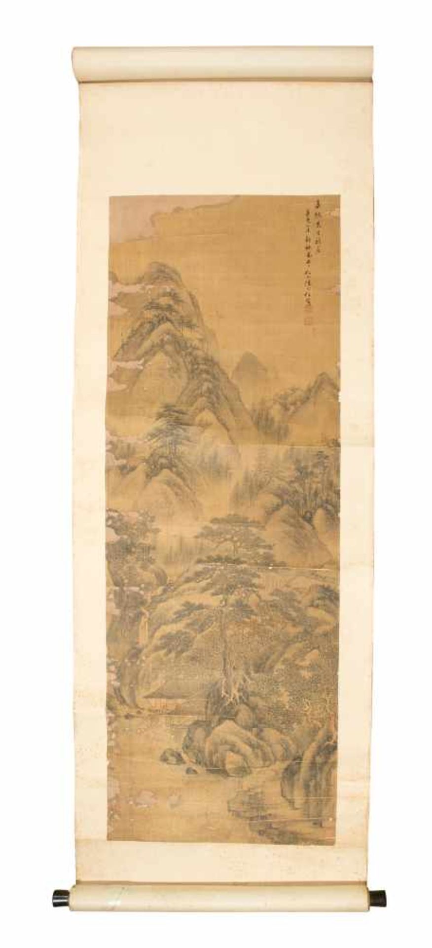 A Chinese hanging scroll from the Qing period (1636-1912) depicting a scene of seclusion in