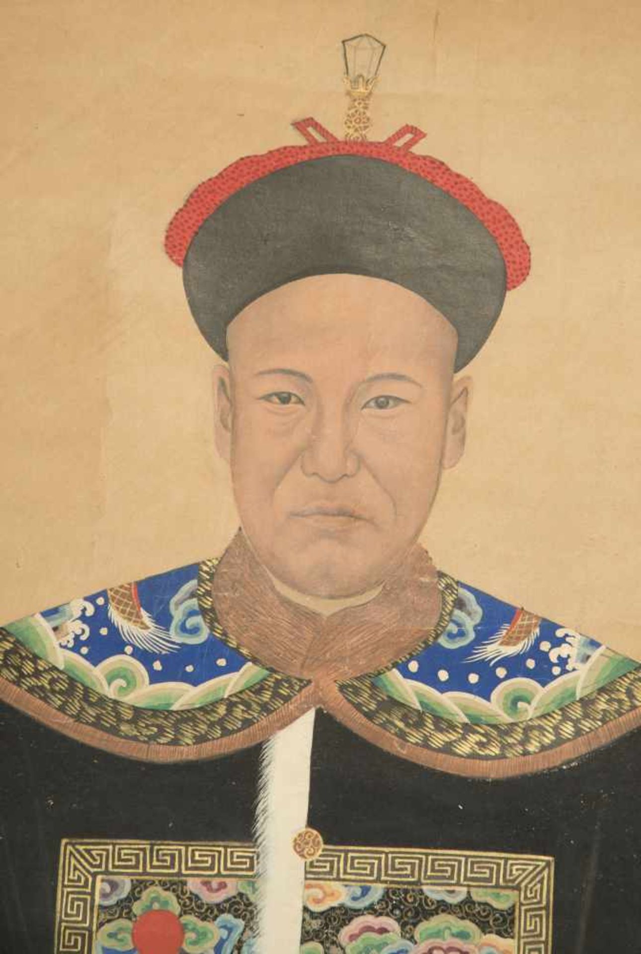 Anonymous, Qing dynasty (1644-1912). “Portrait of a civil official”Hanging scroll. Ink and - Bild 3 aus 5