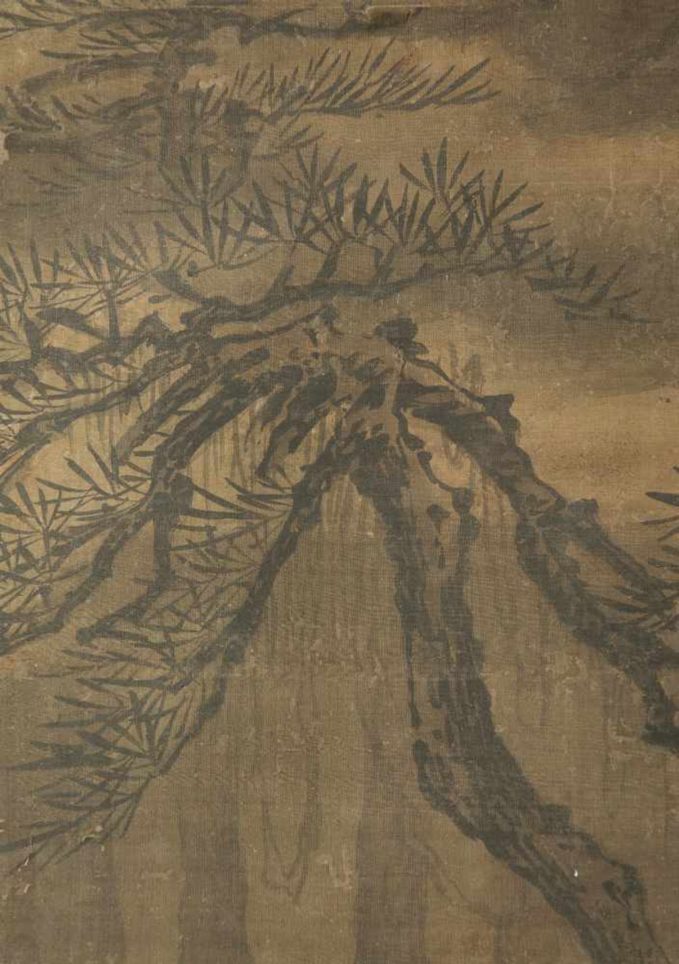 A Chinese hanging scroll from the Ming period (1368-1644) depicting a landscape in the style of - Bild 3 aus 6