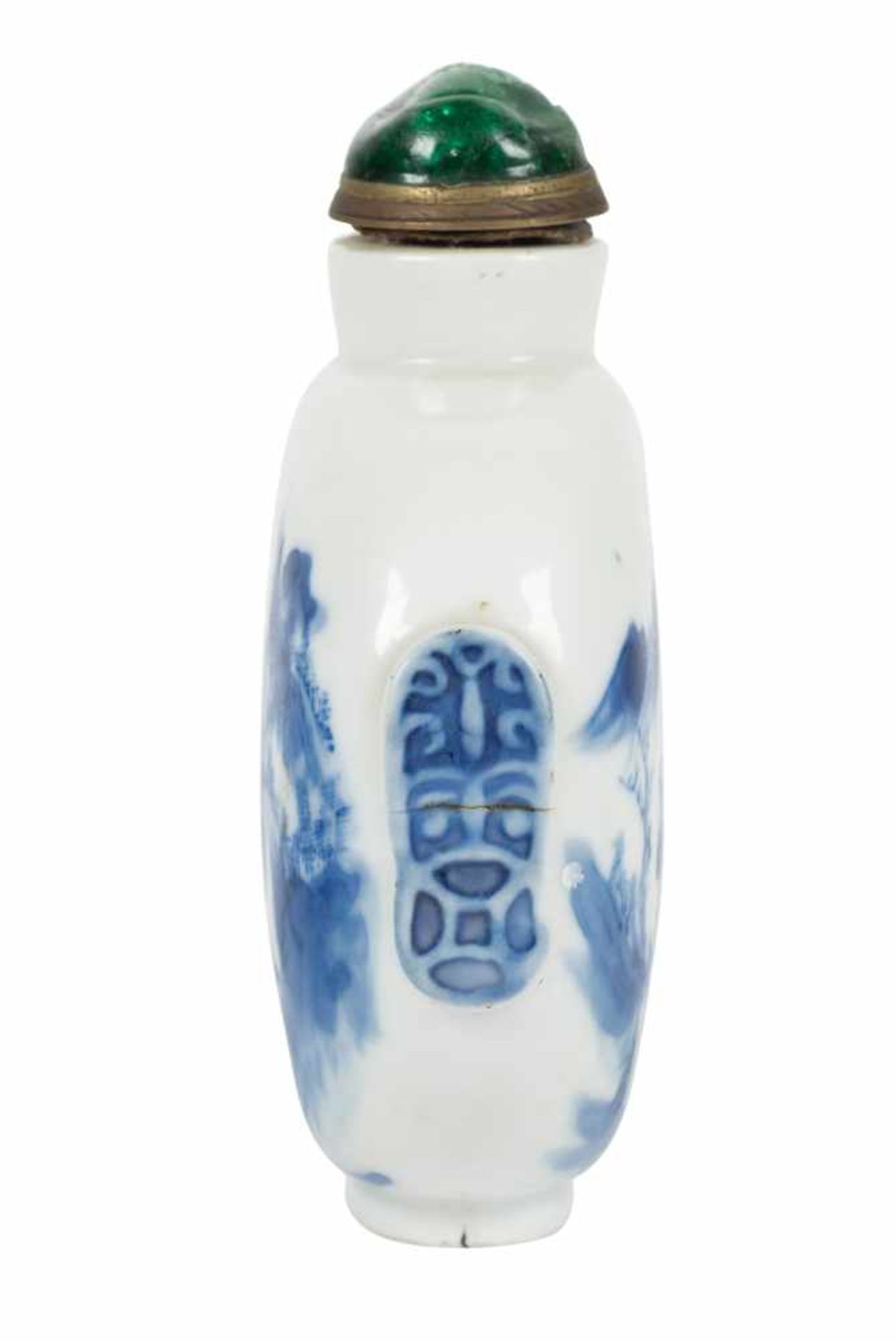 A blue and white porcelain snuff bottle. China. Qing dynasty. 19th Century. Height: 10 cm.< - Bild 4 aus 7