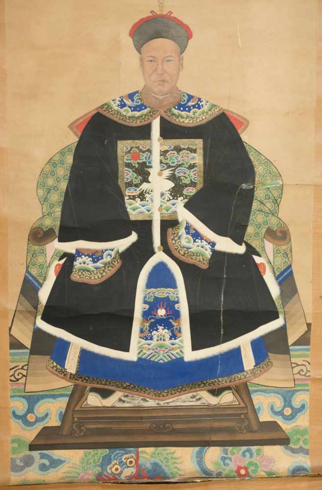 Anonymous, Qing dynasty (1644-1912). “Portrait of a civil official”Hanging scroll. Ink and - Bild 2 aus 5