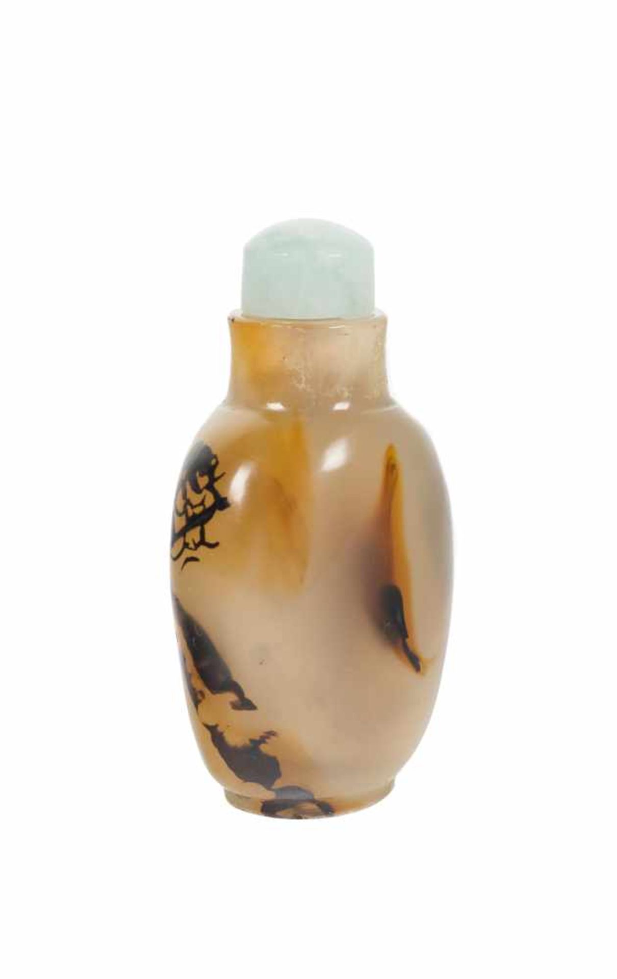 A carved dendritic agate snuff bottle. China. Qing dynasty. 18th-19th centuries. The rounded, s - Bild 3 aus 4