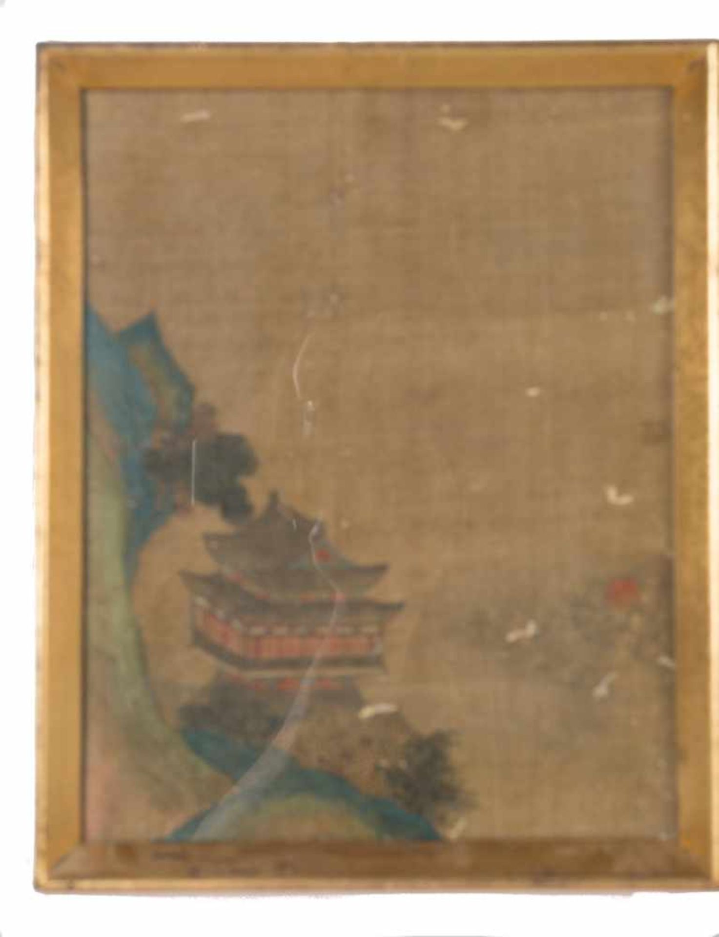 Anonymous. Ink and color on silk. Qing dynasty (1644-1912). “Retiro en als montañas”Three p - Bild 2 aus 4