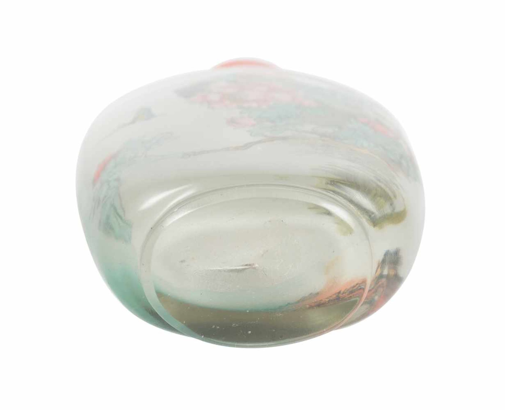 An inside painted glass snuff bottle with a rose quartz stopper. China. Qing dynasty. Early 20th - Bild 4 aus 4