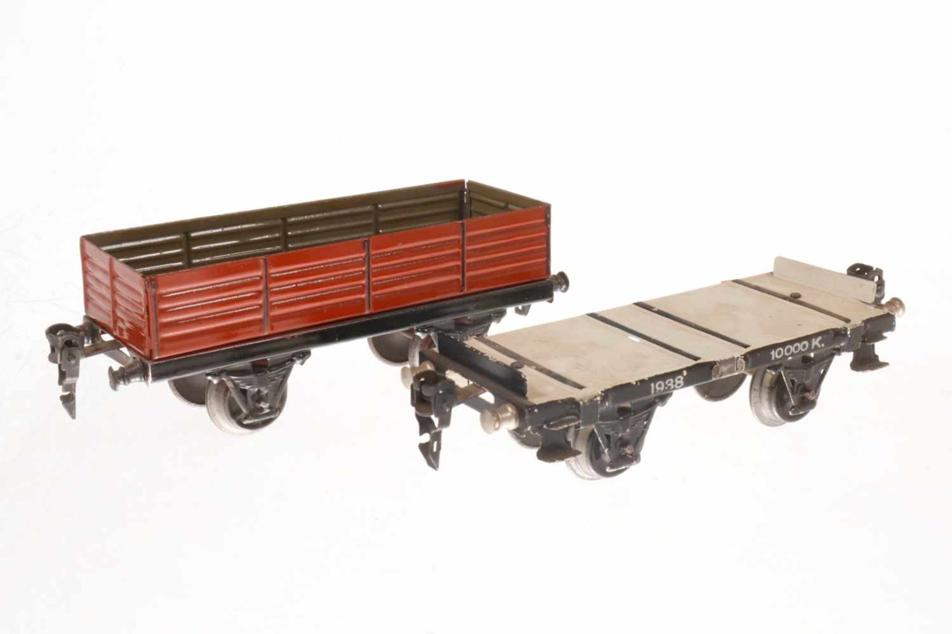 2 Märklin Güterwagen, S 0, HL, NV, LS, L 16,5, bespielt<b