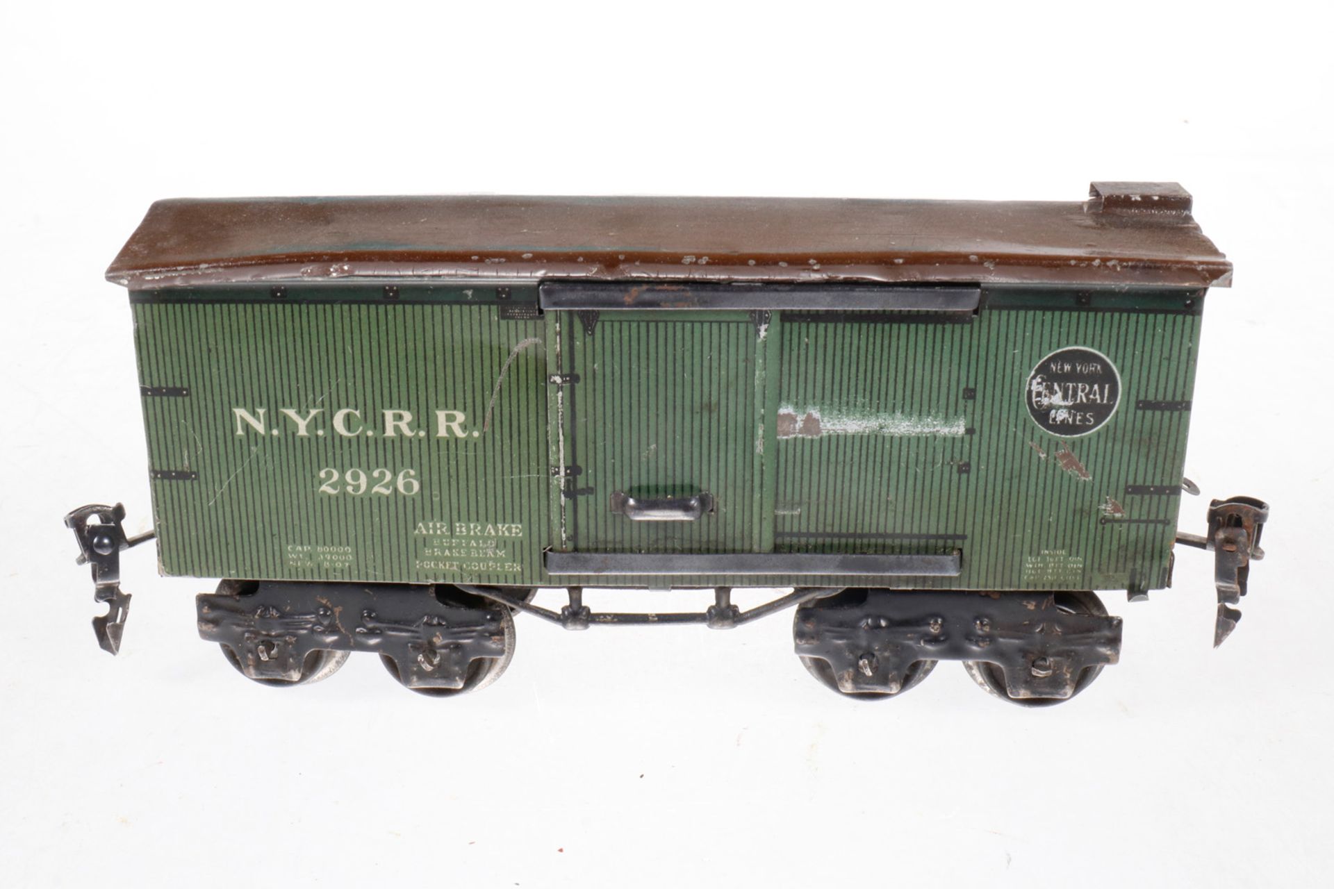 Märklin amerik. gedeckter Güterwagen 2926 NYC, S 0, CL, mit 2 ST, NV, L 18, bespielt