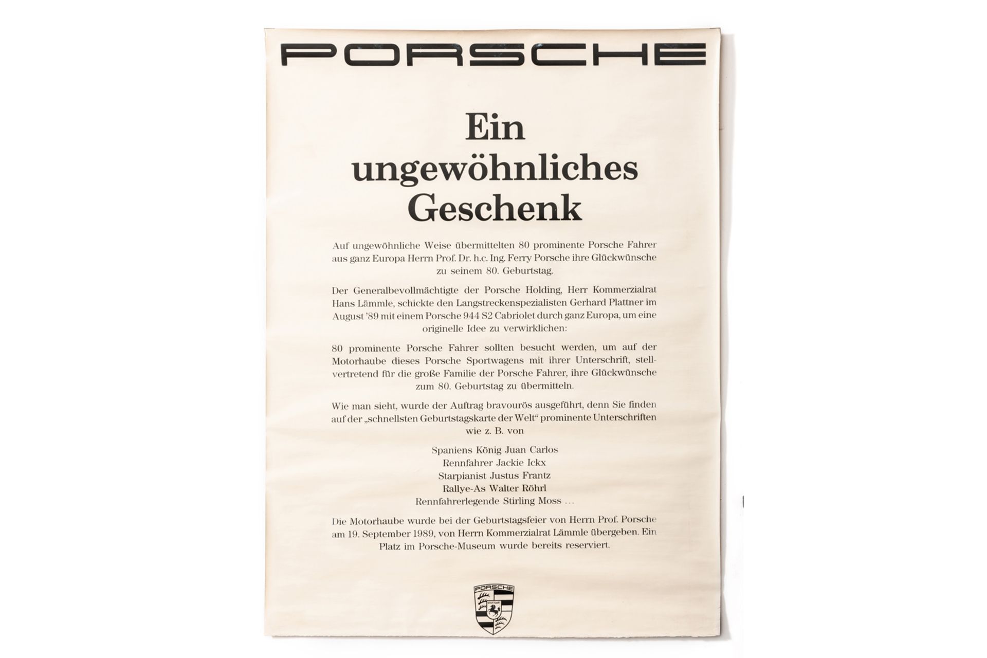 Porsche-Haube, Geschenk für Ferry Porsche zum 80. GeburtstagSchätzpreis: € 6.000 – € 8.000< - Bild 2 aus 2