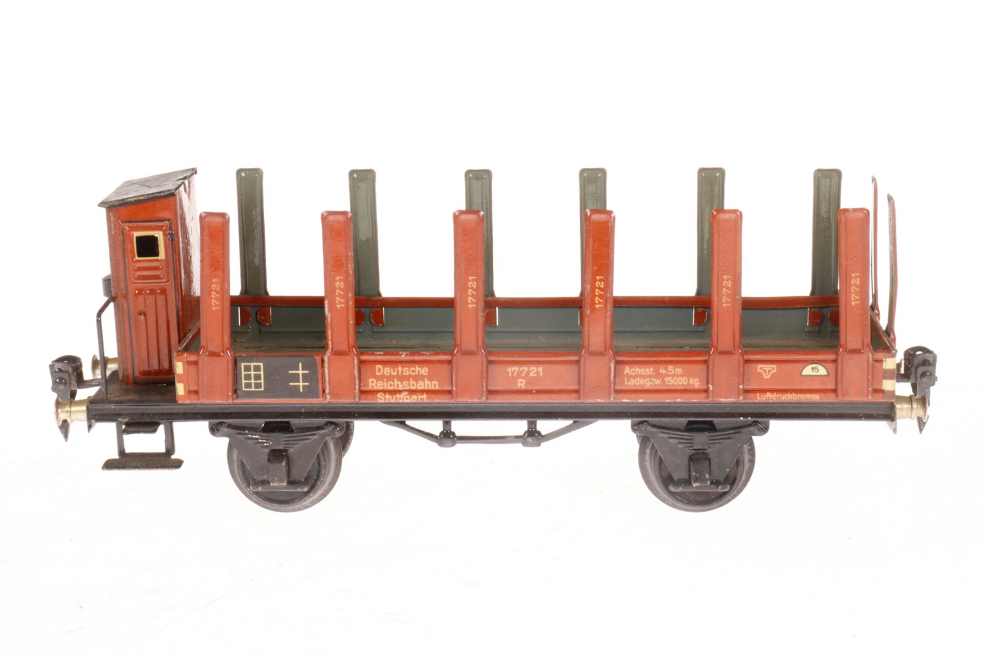 Märklin Rungenwagen 1772, S 1, CL, mit BRH, LS und gealterter Lack, L 27, Z 2-3