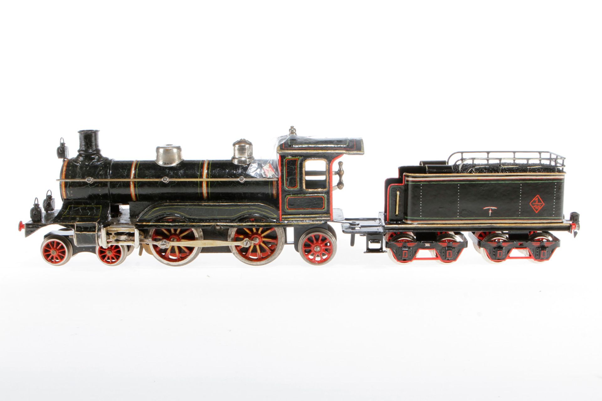 Märklin 2-B-1 Dampflok CE 1021, S 1, uralt, Uhrwerk intakt, mit NB-Tender, tw ergänzt, ÜL