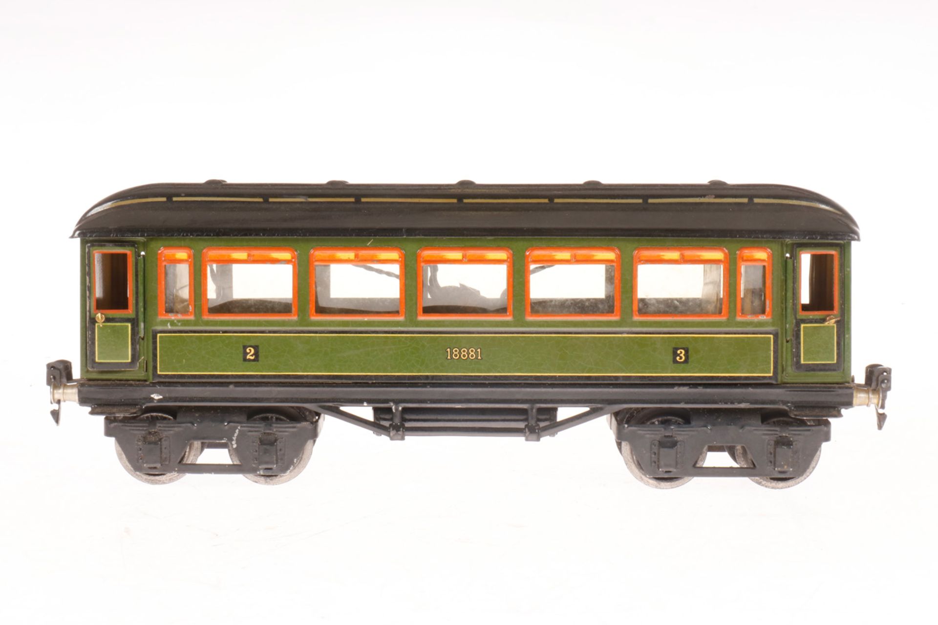 Märklin Personenwagen 1888, S 1, CL, mit Inneneinrichtung, 4 AT und Gussrädern, LS und gealterter