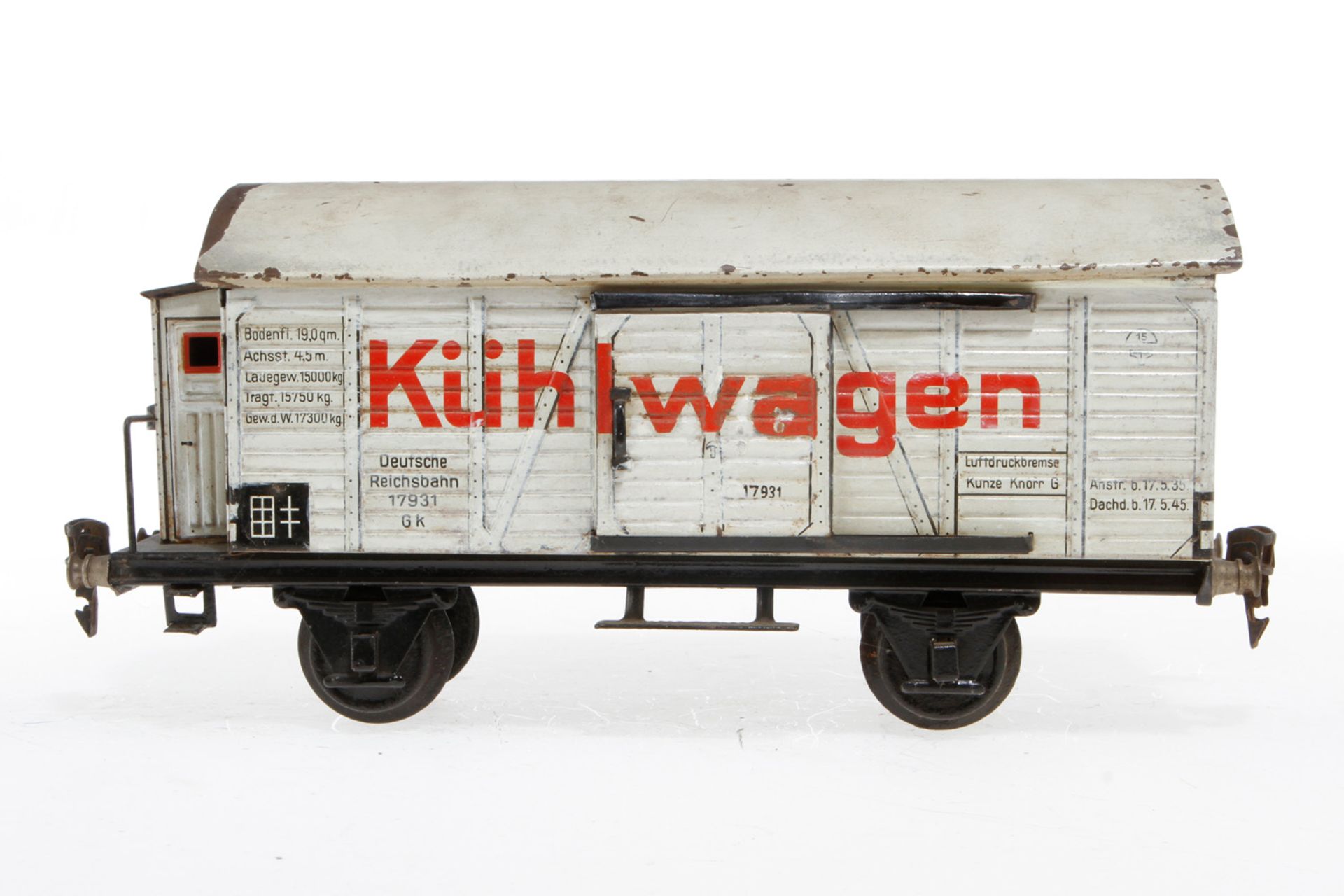 Märklin Kühlwagen 1793, S 1, CL, mit BRH und 2 ST, tw nachlackiert, L 27, bespielt