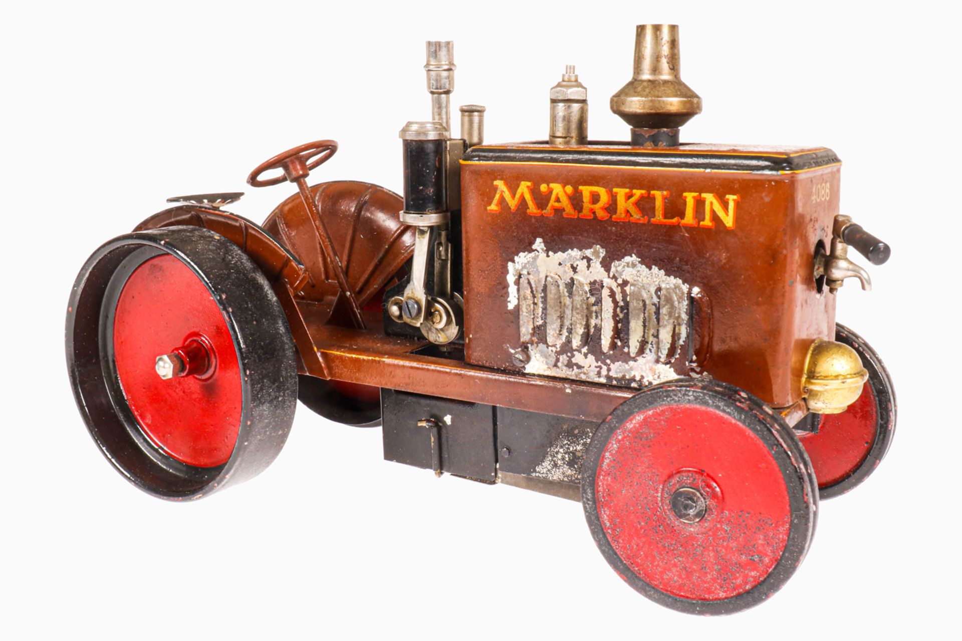 Märklin Dampftraktor 4086, spiritusbetrieben, handlackiert, mit Brenner und Armaturen, seitlich - Bild 6 aus 6